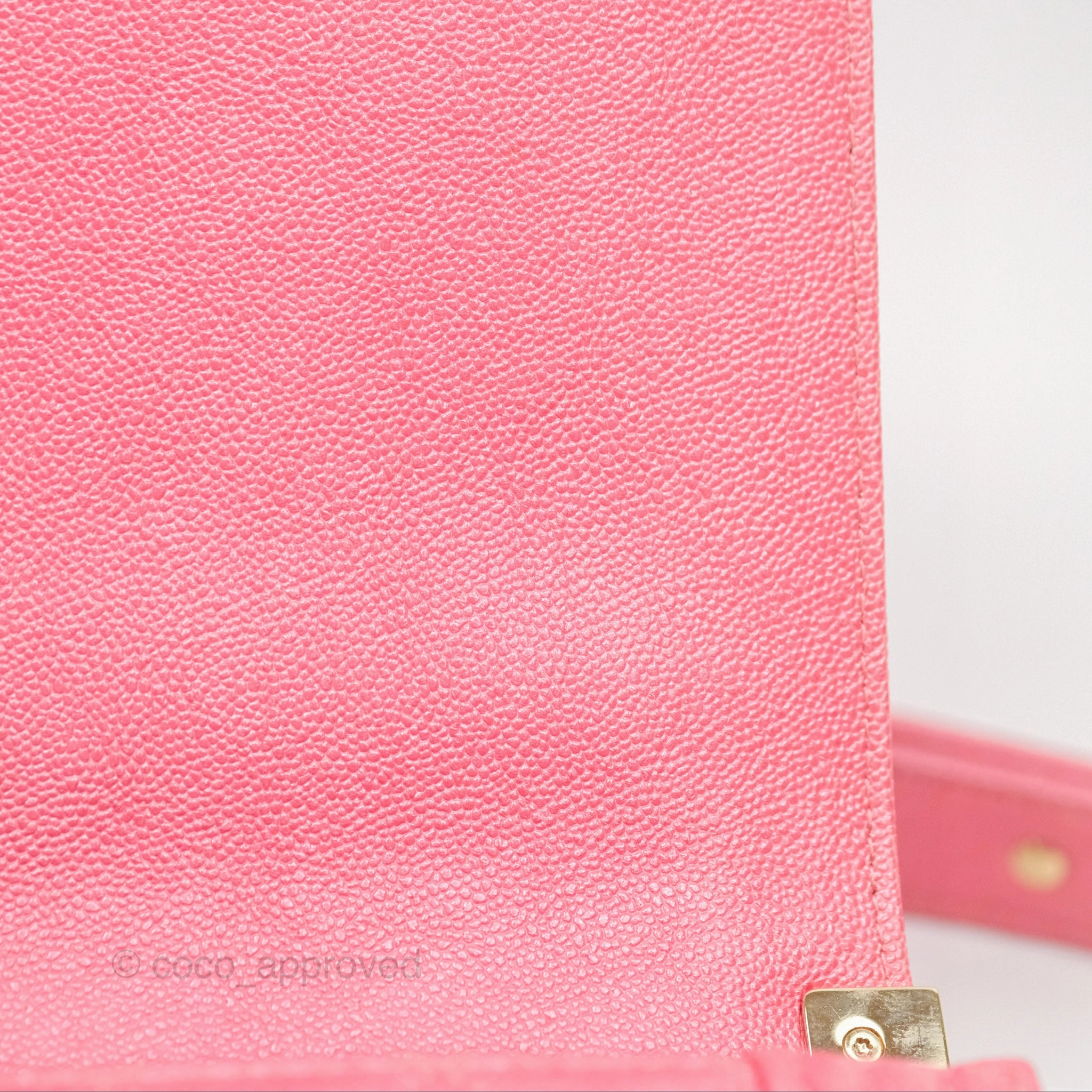 Chanel Quilted North South Boy Flap Iridescent Pink Caviar Gold Hardware