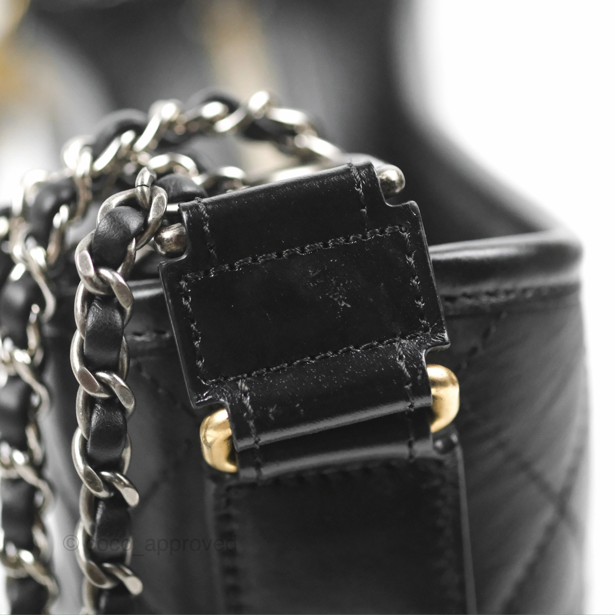 Chanel Quilted Small Gabrielle Hobo Black Aged Calfskin