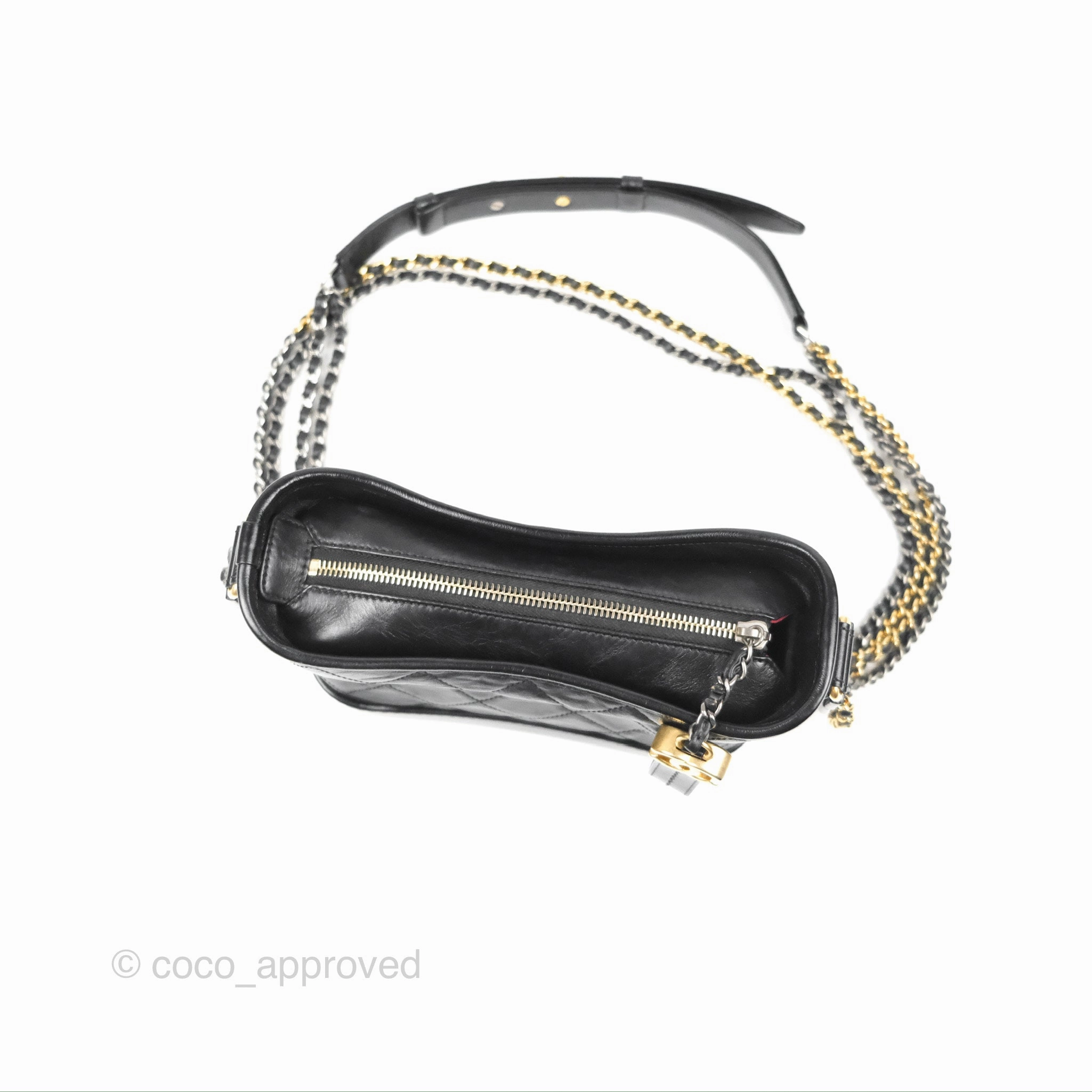 Chanel Quilted Small Gabrielle Hobo Black Aged Calfskin
