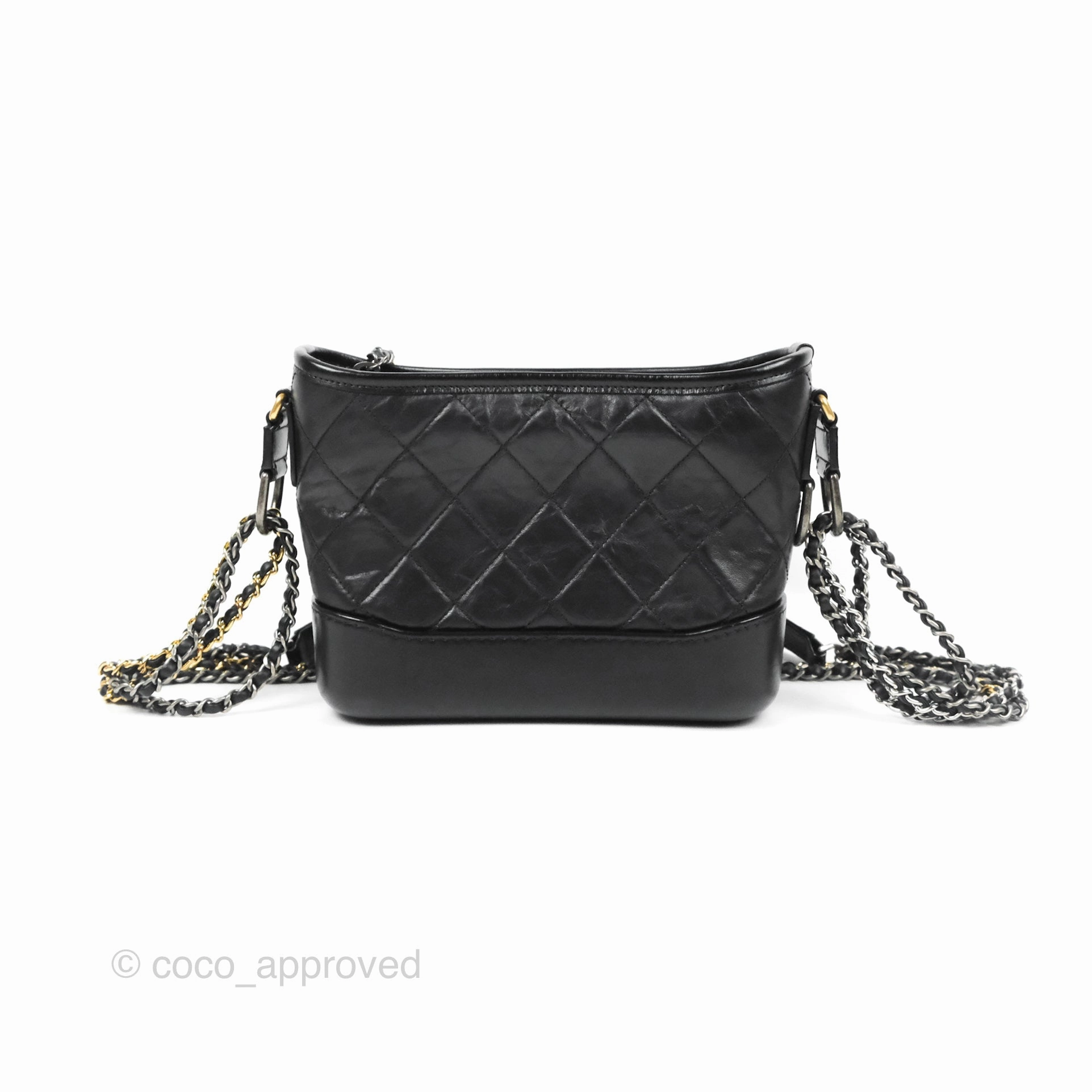 Chanel Quilted Small Gabrielle Hobo Black Aged Calfskin