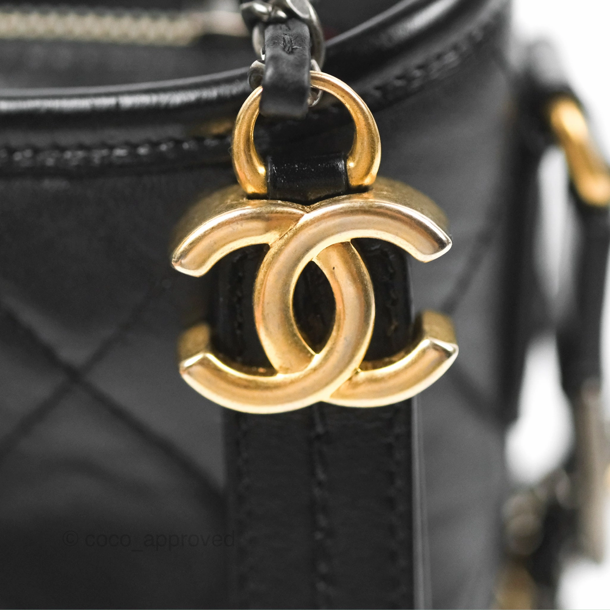 Chanel Quilted Small Gabrielle Hobo Black Aged Calfskin