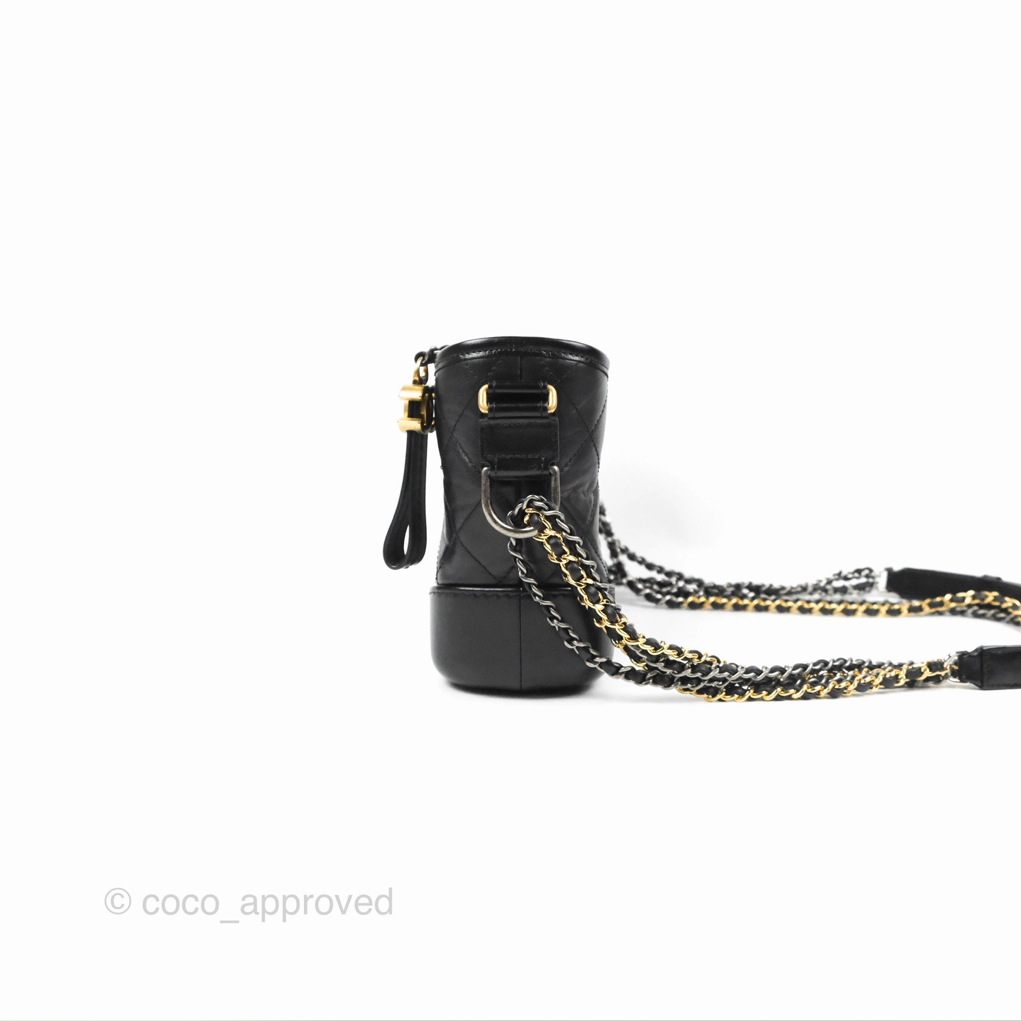 Chanel Quilted Small Gabrielle Hobo Black Aged Calfskin