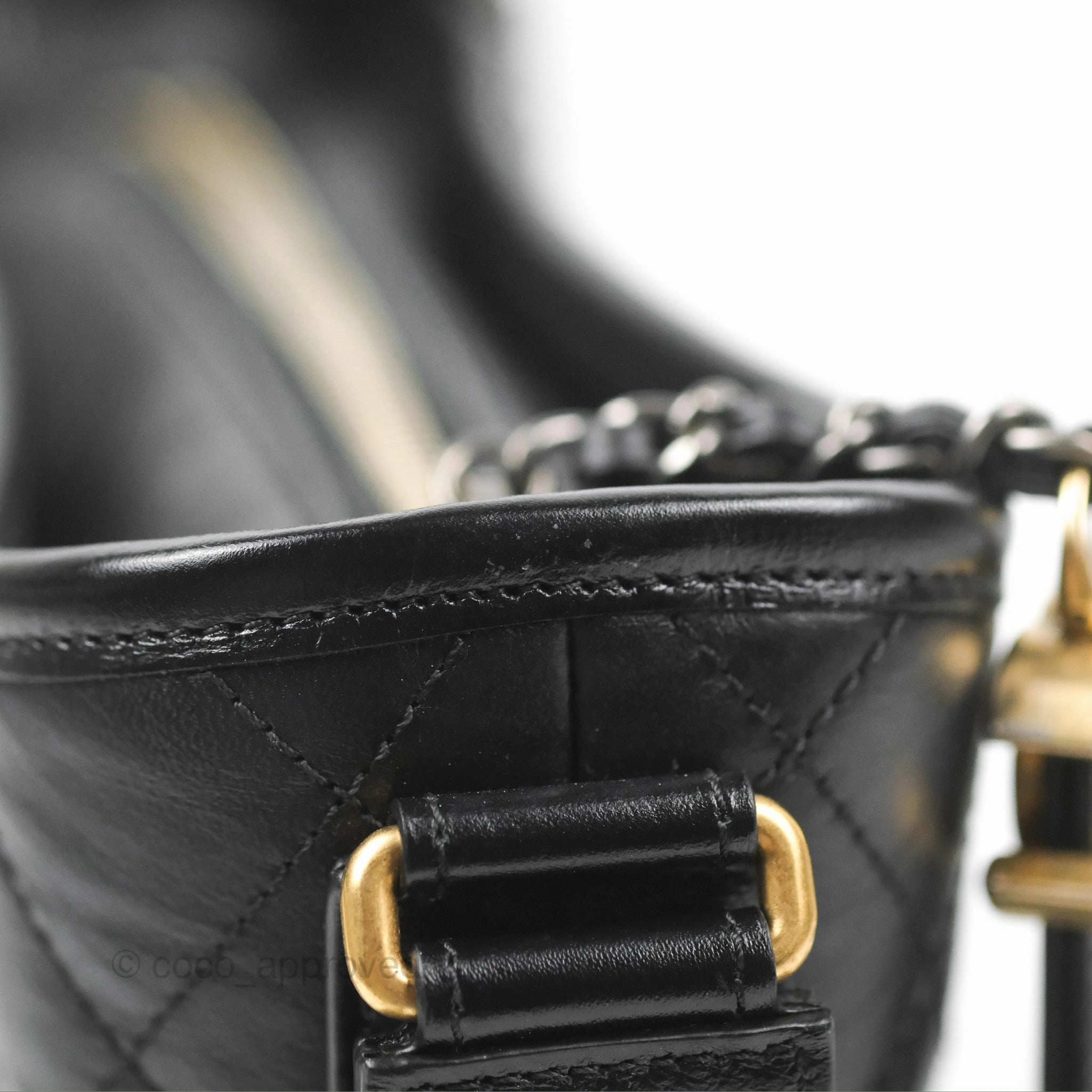 Chanel Quilted Small Gabrielle Hobo Black Aged Calfskin