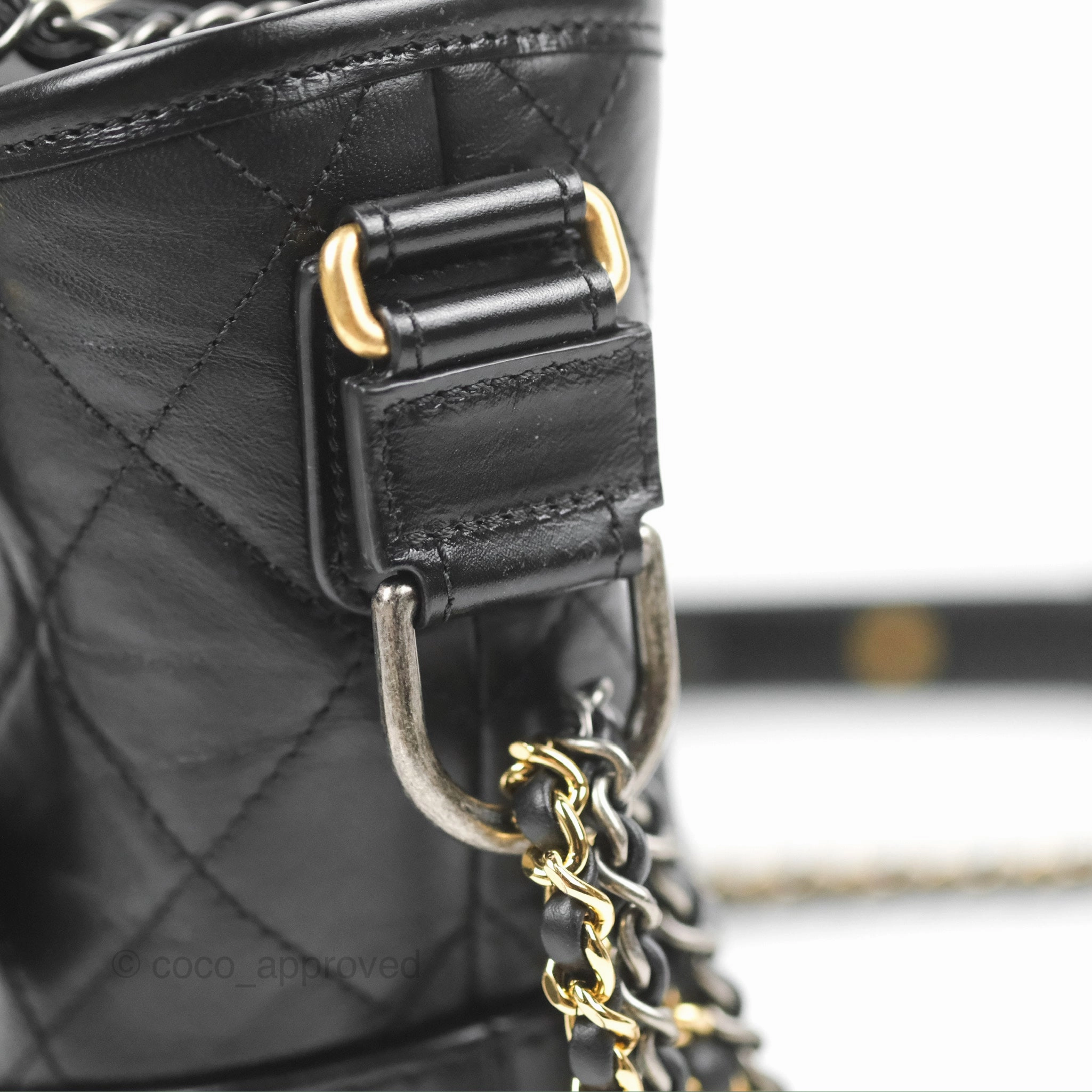 Chanel Quilted Small Gabrielle Hobo Black Aged Calfskin