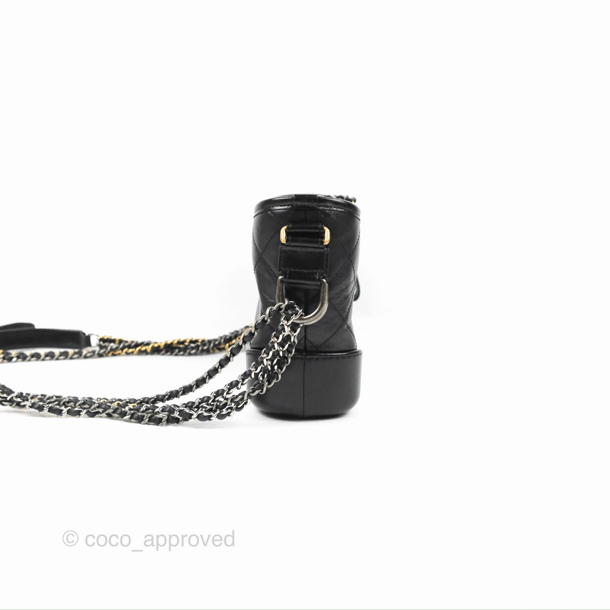 Chanel Quilted Small Gabrielle Hobo Black Aged Calfskin