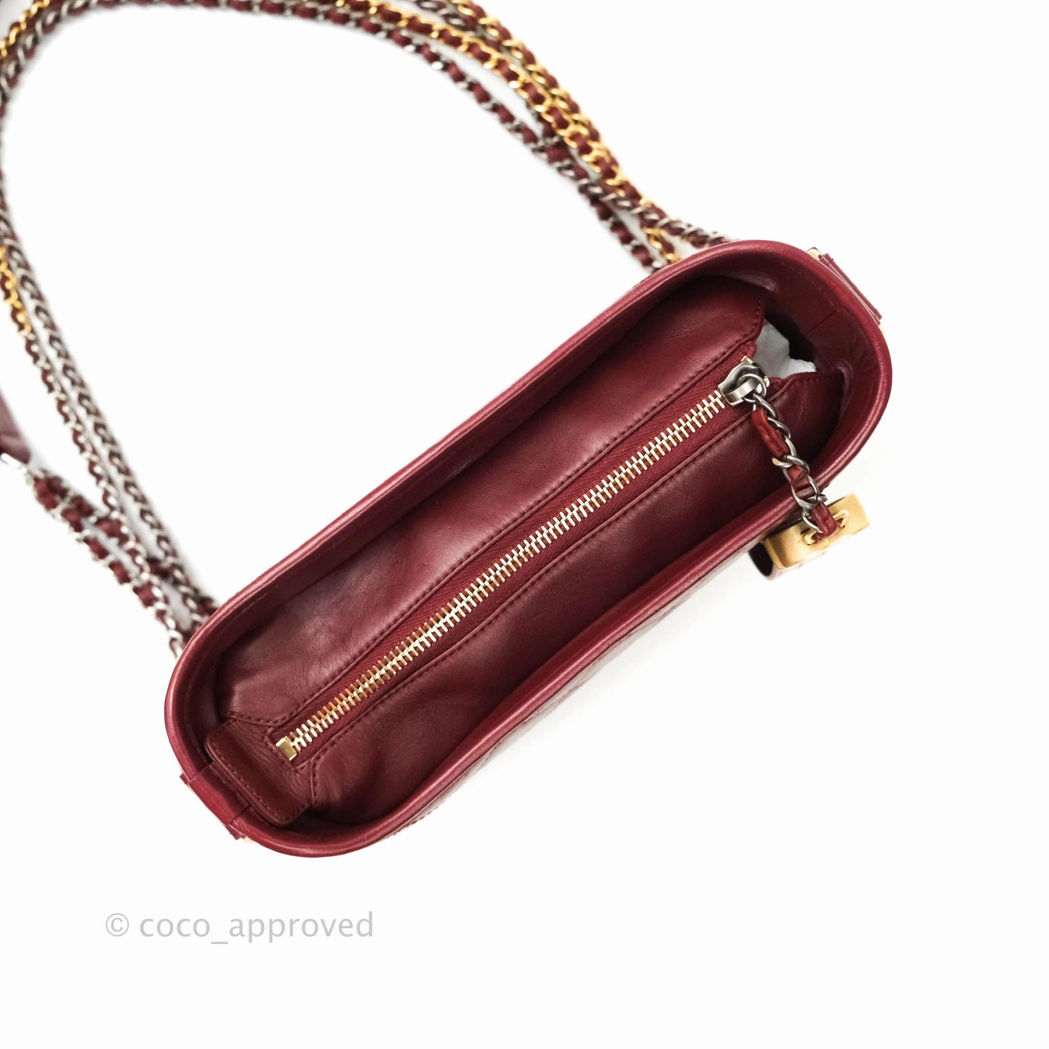 Chanel Quilted Small Gabrielle Hobo Dark Red Calfskin Mixed Hardware
