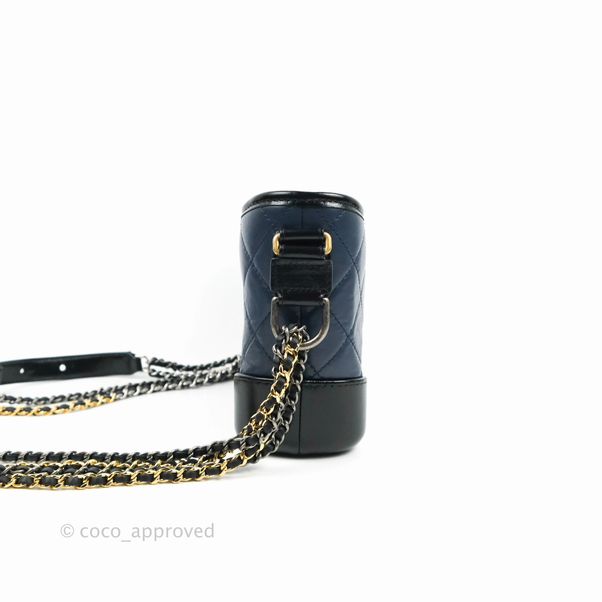 Chanel Quilted Small Gabrielle Hobo Navy Black Aged Calfskin Mixed Hardware