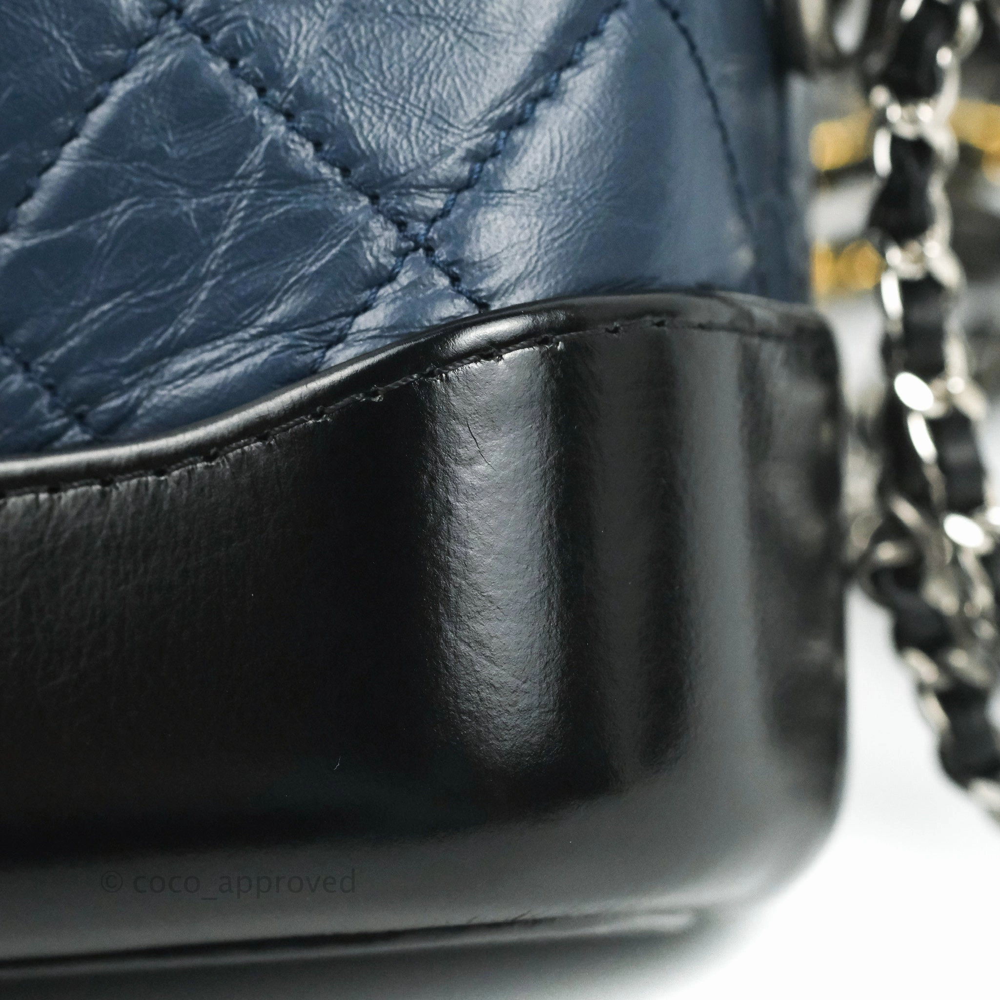 Chanel Quilted Small Gabrielle Hobo Navy Black Aged Calfskin Mixed Hardware