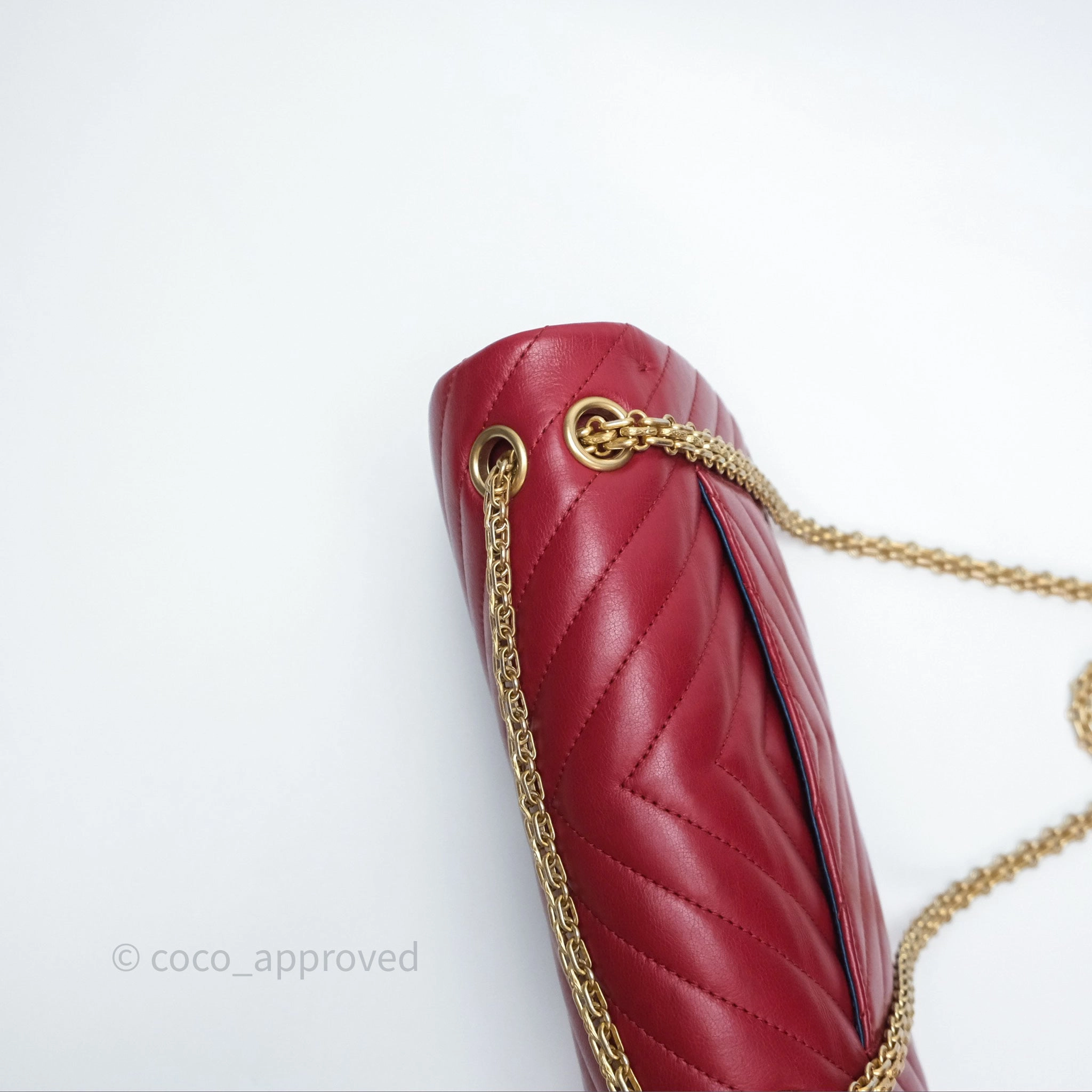 Chanel Reissue 225 Chevron Red Aged Calfskin Aged Gold Hardware