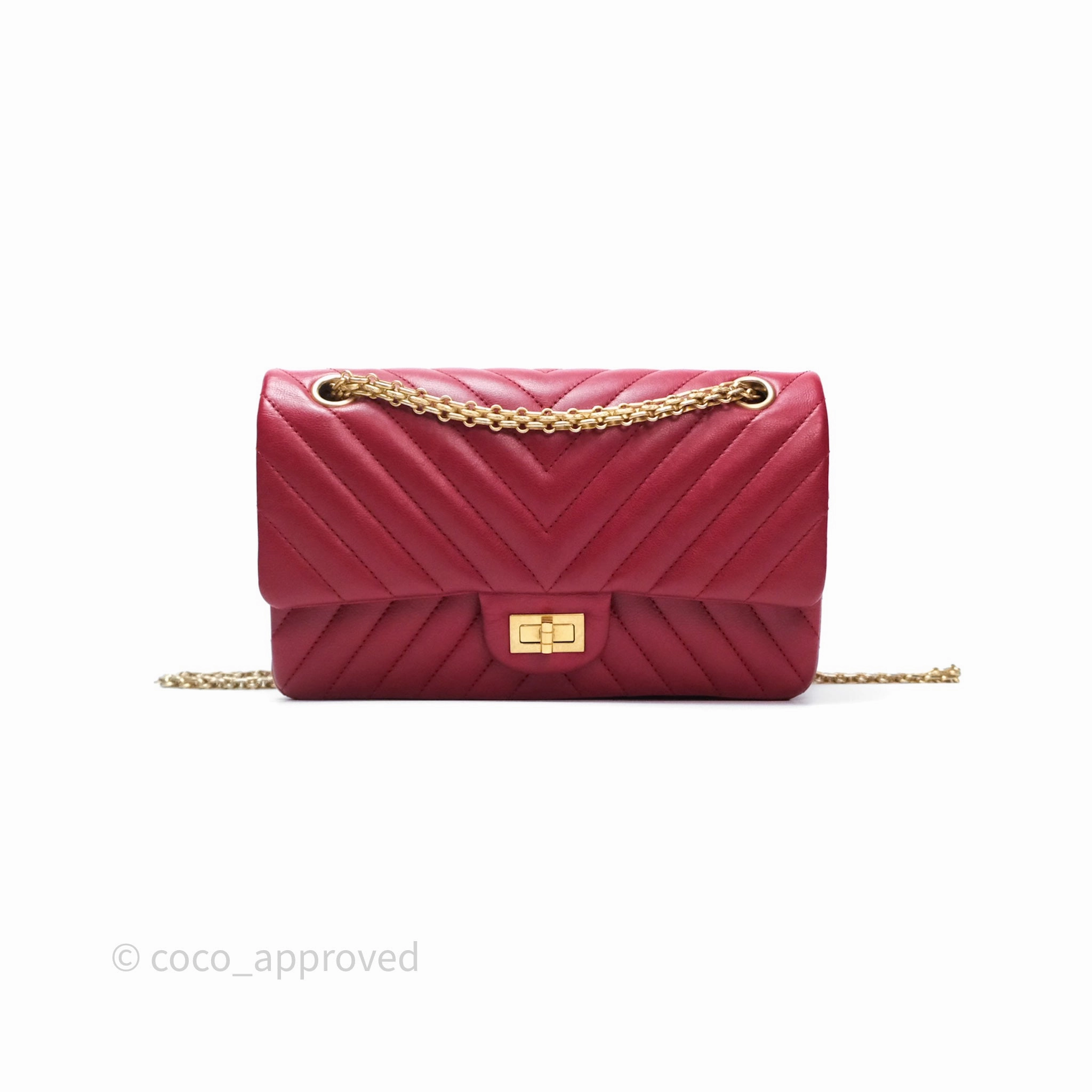 Chanel Reissue 225 Chevron Red Aged Calfskin Aged Gold Hardware