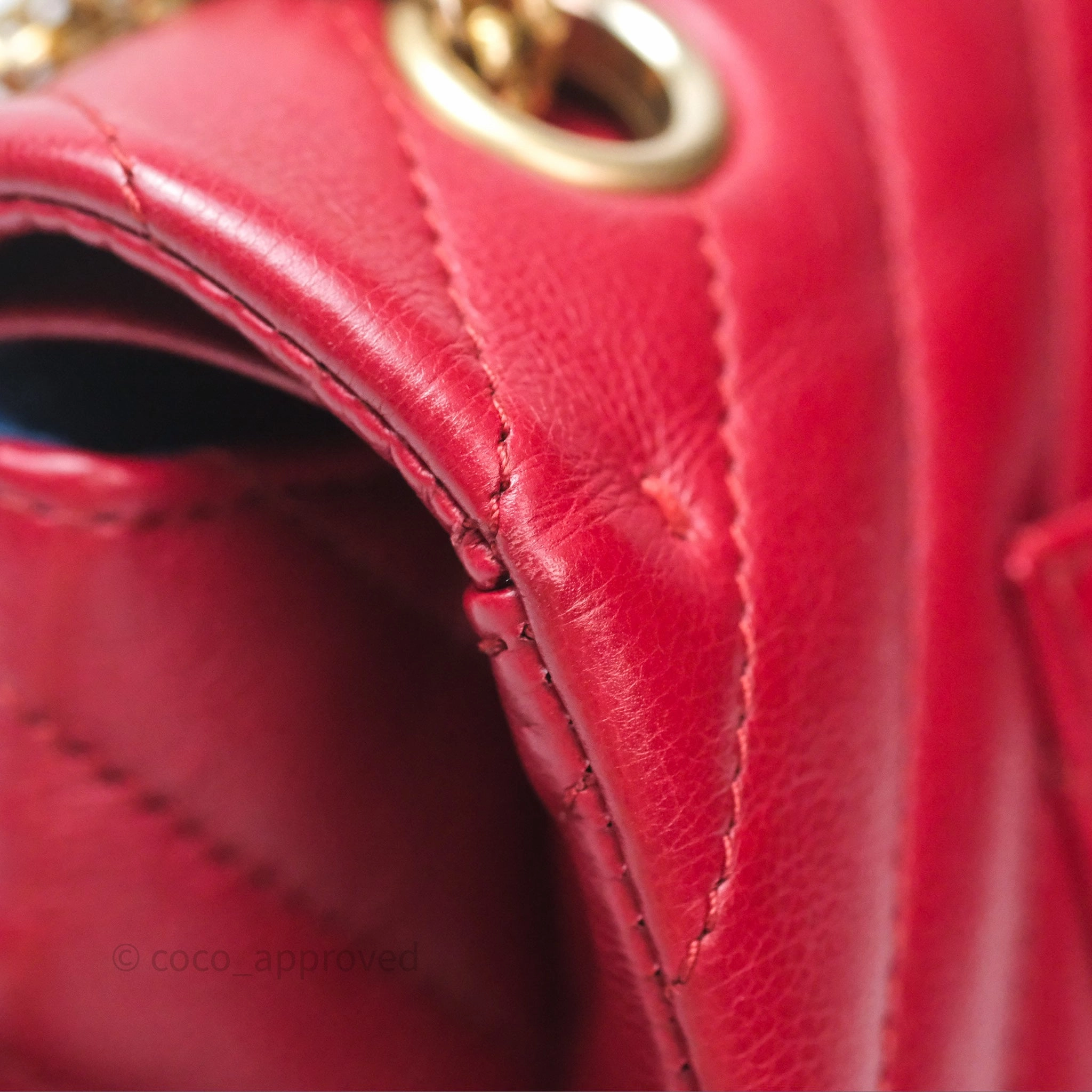 Chanel Reissue 225 Chevron Red Aged Calfskin Aged Gold Hardware