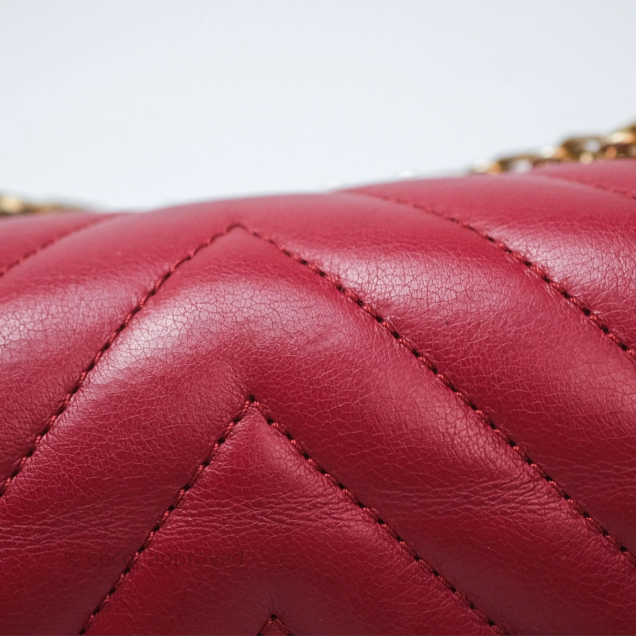 Chanel Reissue 225 Chevron Red Aged Calfskin Aged Gold Hardware