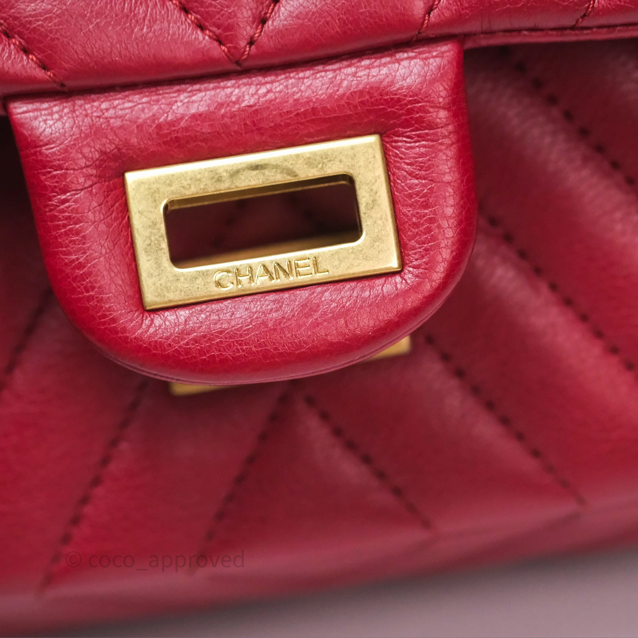 Chanel Reissue 225 Chevron Red Aged Calfskin Aged Gold Hardware