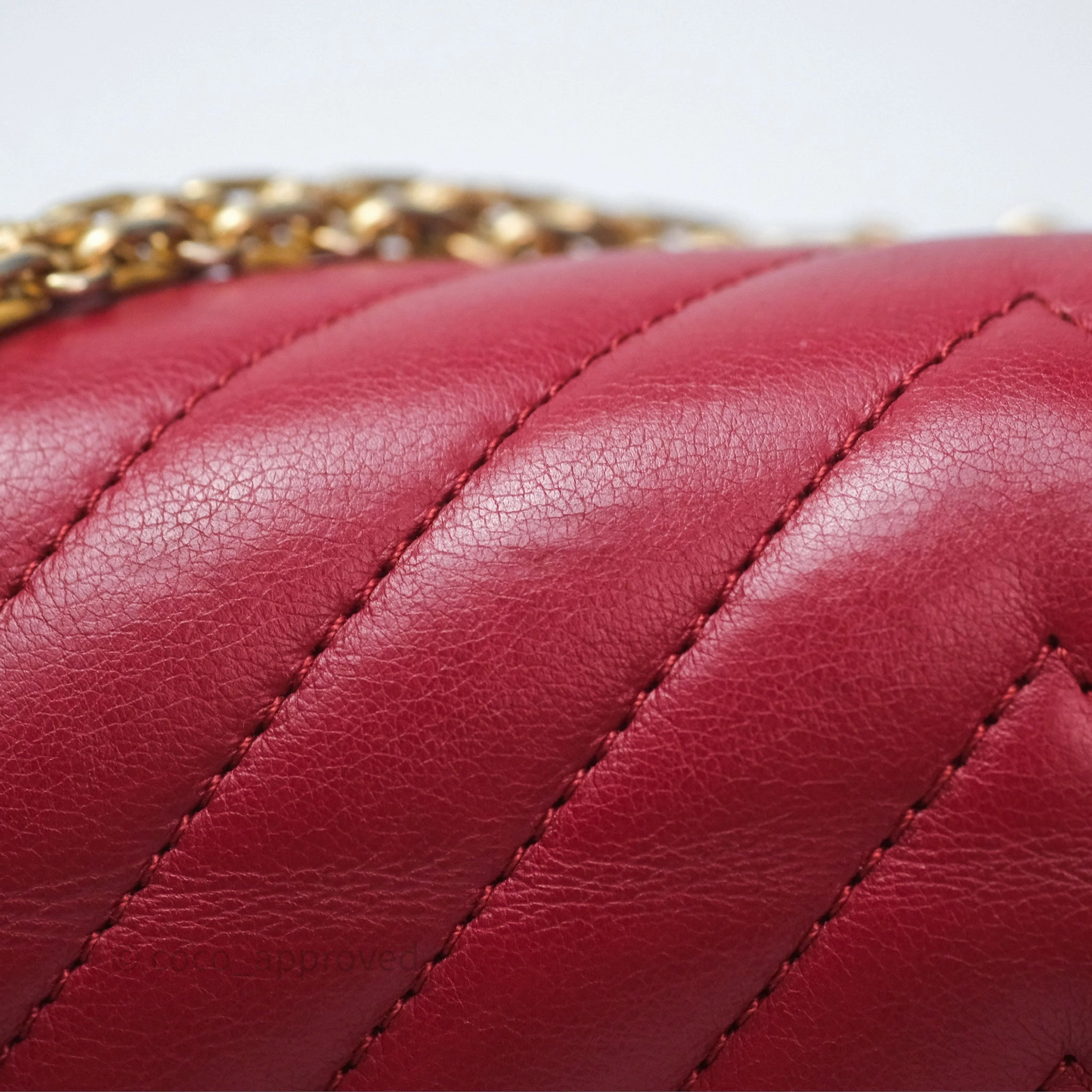 Chanel Reissue 225 Chevron Red Aged Calfskin Aged Gold Hardware