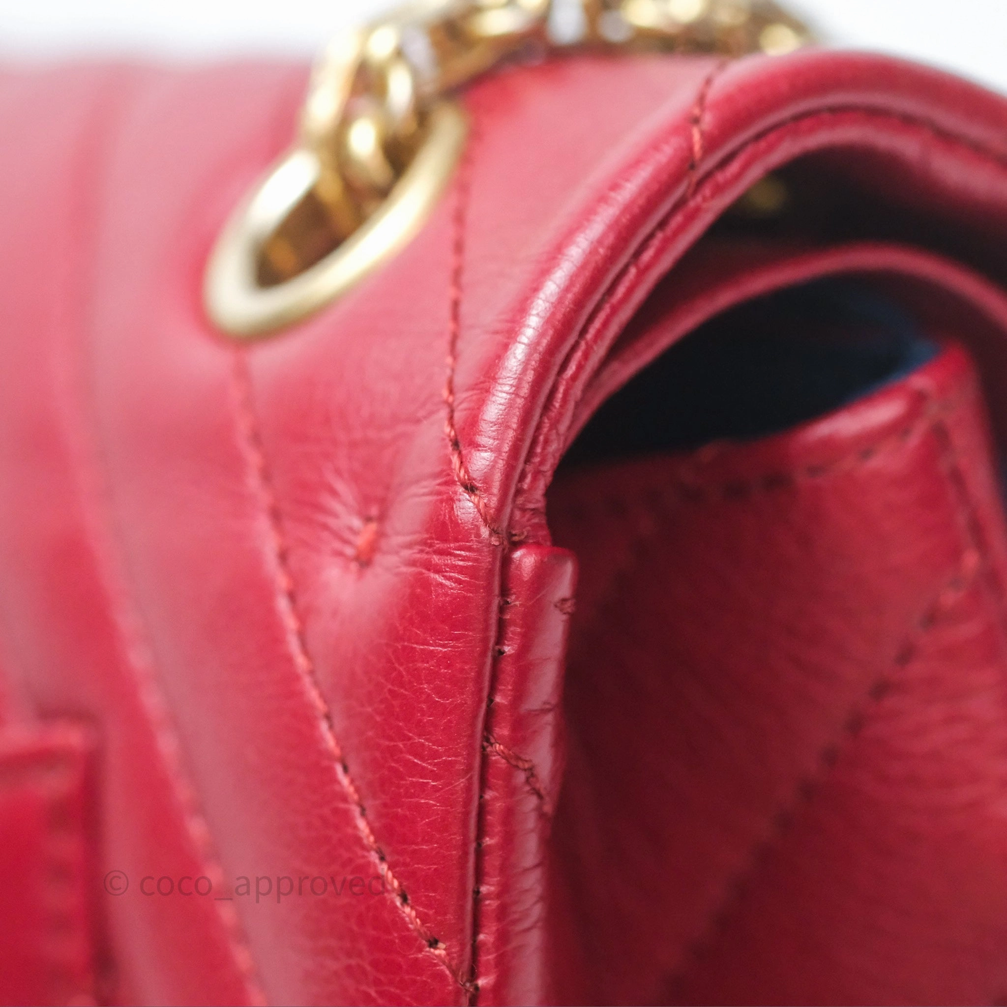 Chanel Reissue 225 Chevron Red Aged Calfskin Aged Gold Hardware