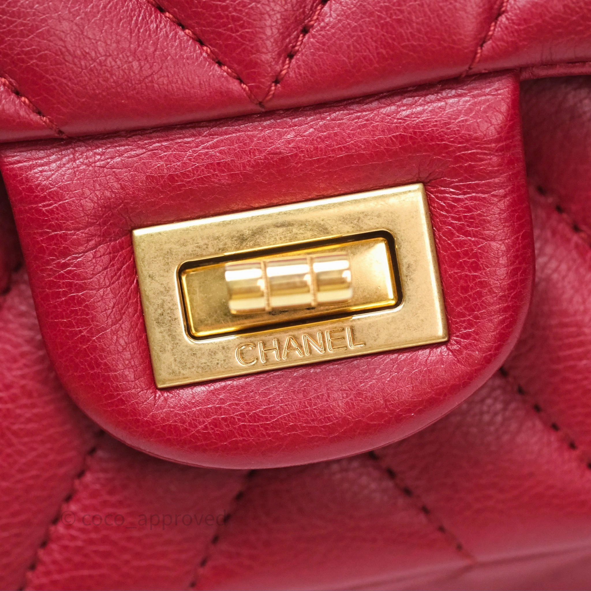 Chanel Reissue 225 Chevron Red Aged Calfskin Aged Gold Hardware