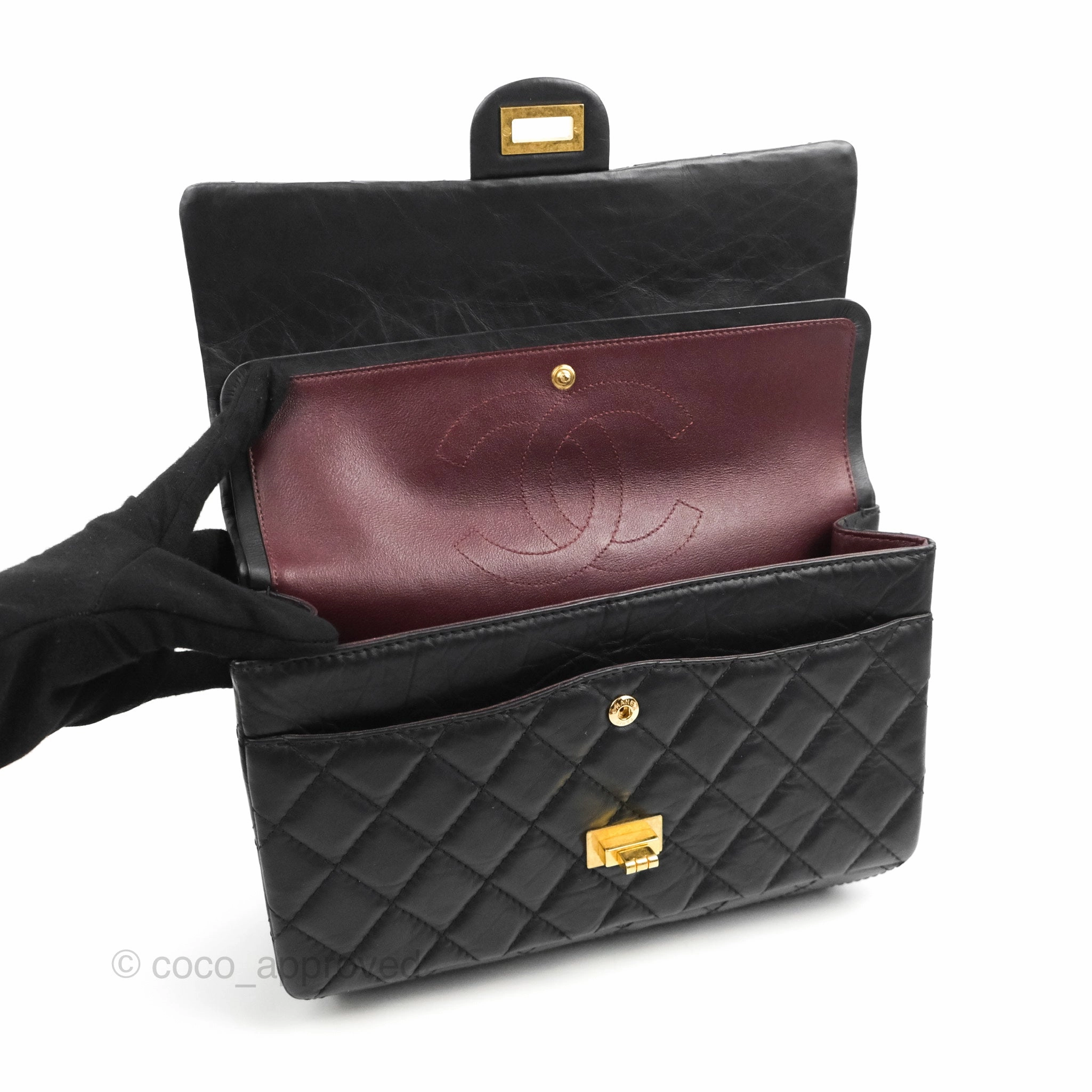 Chanel Reissue 226 Quilted Black Aged Calfskin Aged Gold Hardware