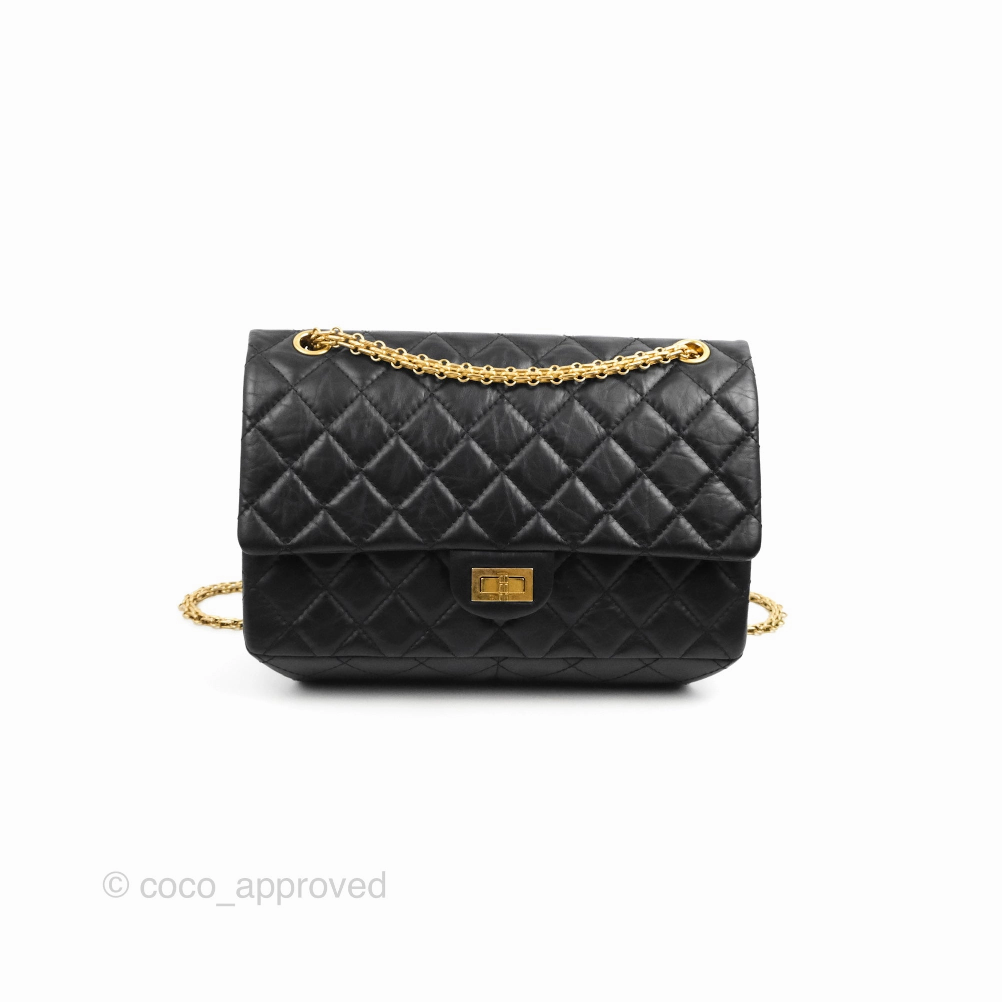 Chanel Reissue 226 Quilted Black Aged Calfskin Aged Gold Hardware