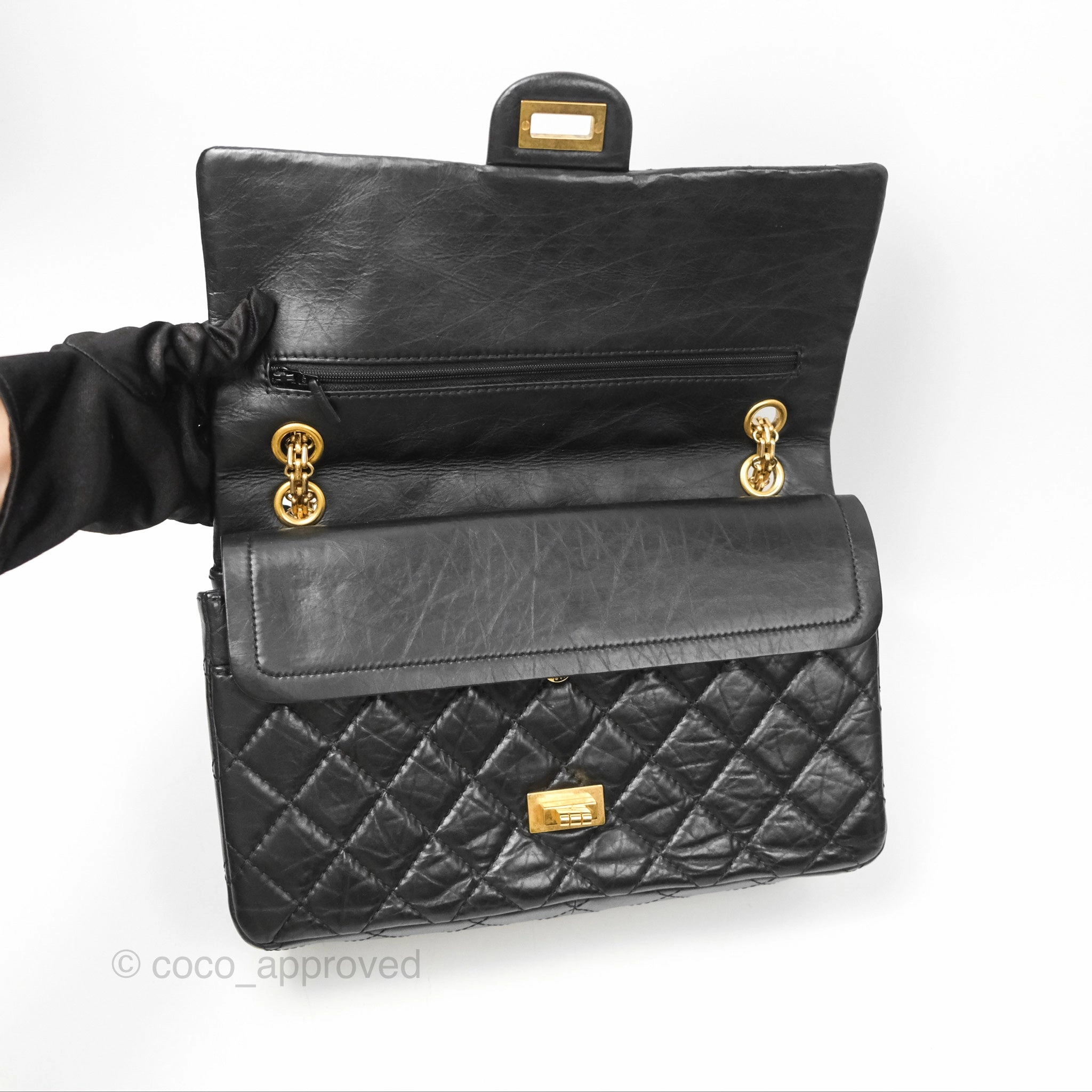 Chanel Reissue 226 Quilted Black Aged Calfskin Aged Gold Hardware
