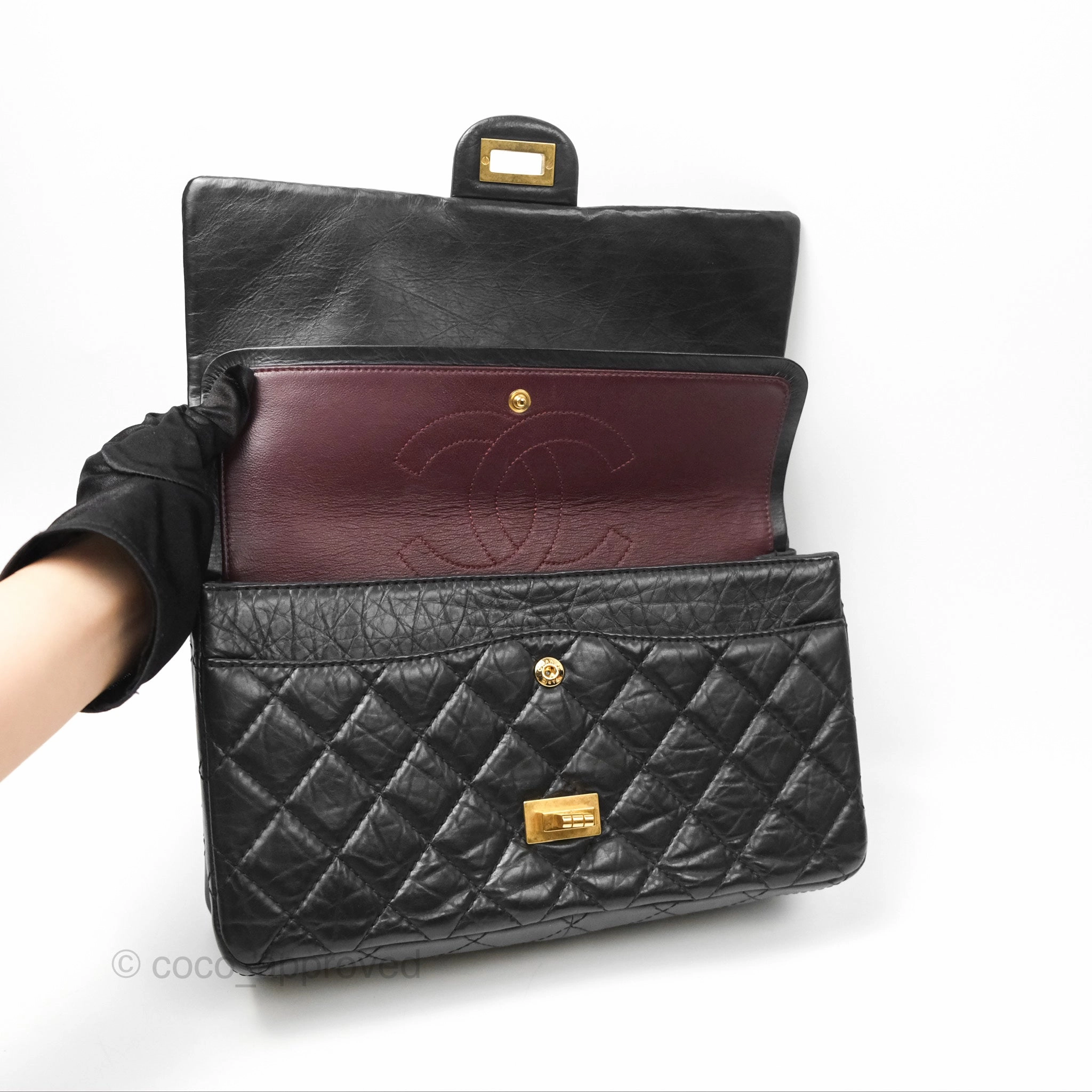 Chanel Reissue 226 Quilted Black Aged Calfskin Aged Gold Hardware