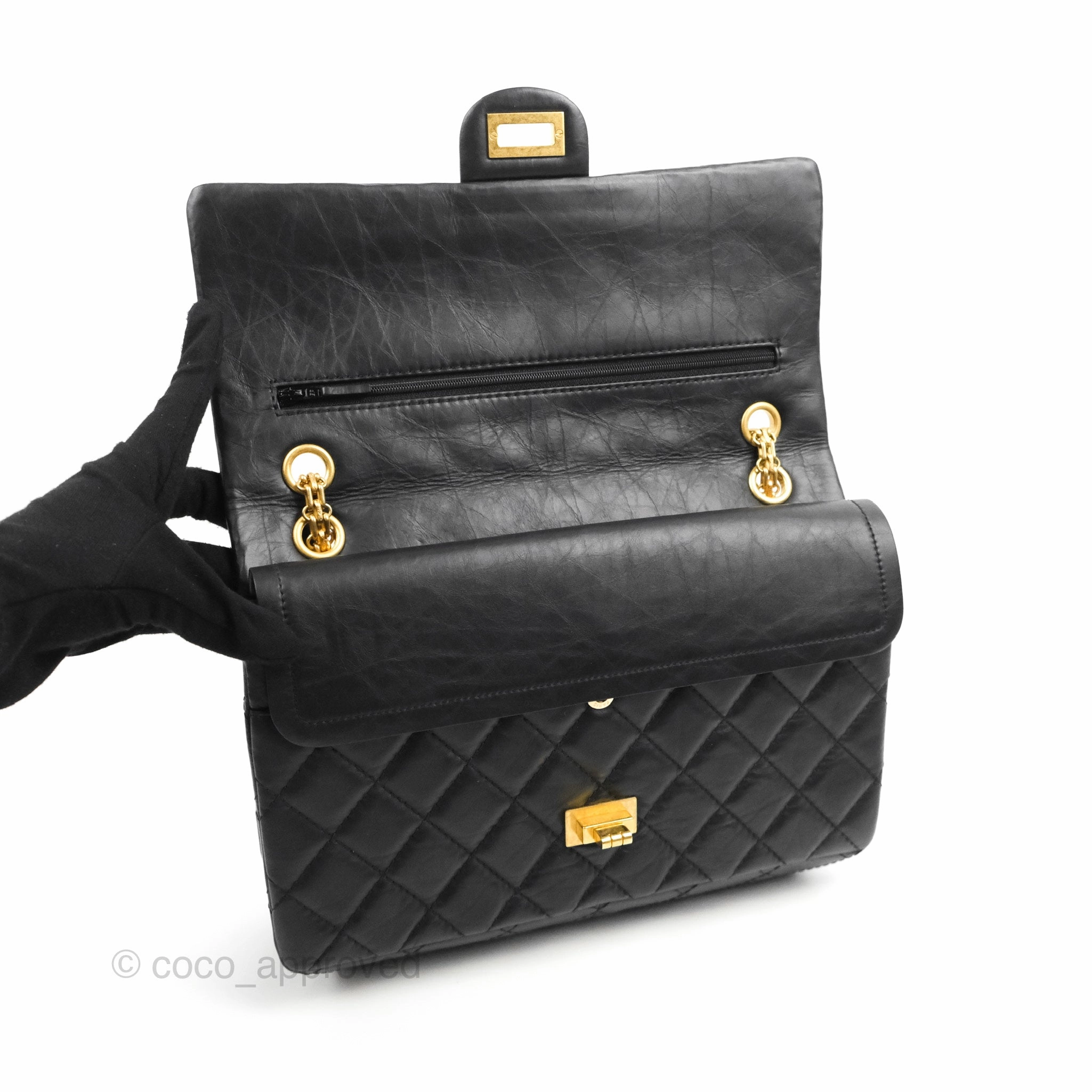 Chanel Reissue 226 Quilted Black Aged Calfskin Aged Gold Hardware