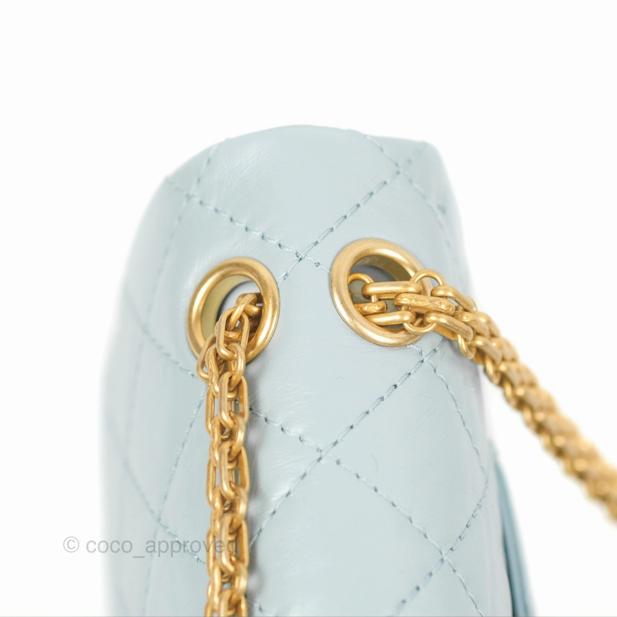 Chanel Reissue 226 Quilted Light Blue Aged Calfskin Gold Hardware