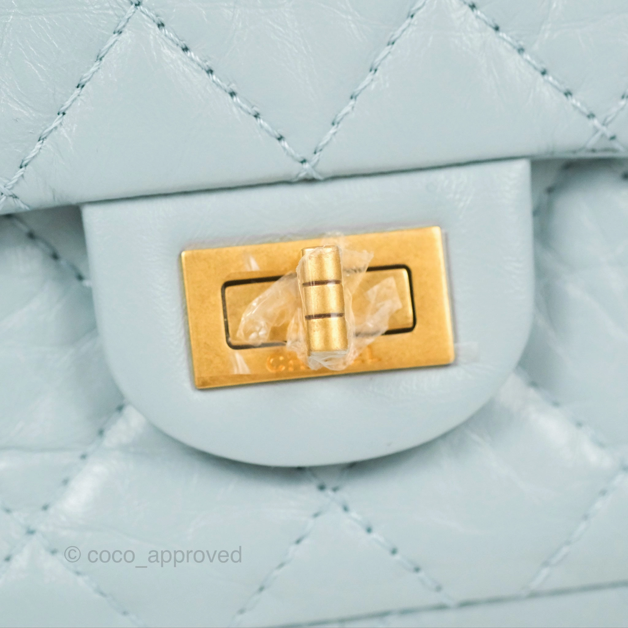 Chanel Reissue 226 Quilted Light Blue Aged Calfskin Gold Hardware
