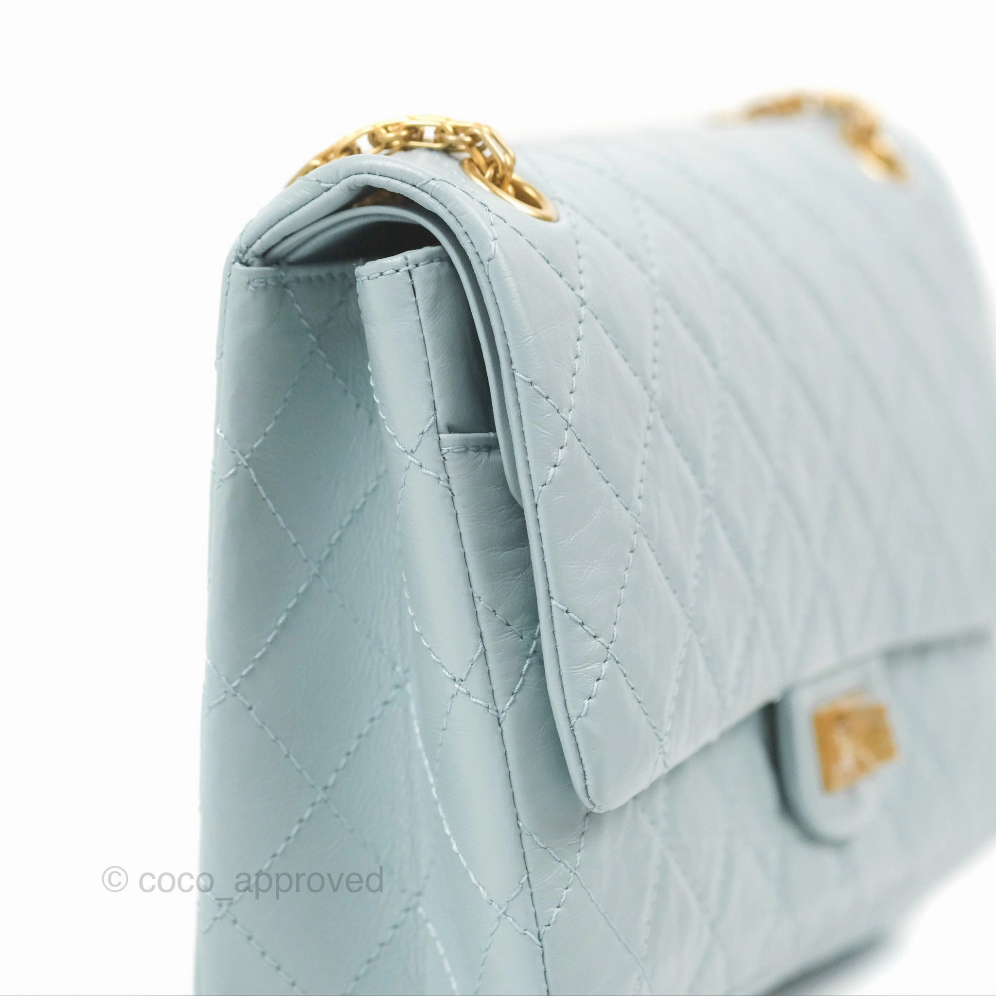 Chanel Reissue 226 Quilted Light Blue Aged Calfskin Gold Hardware