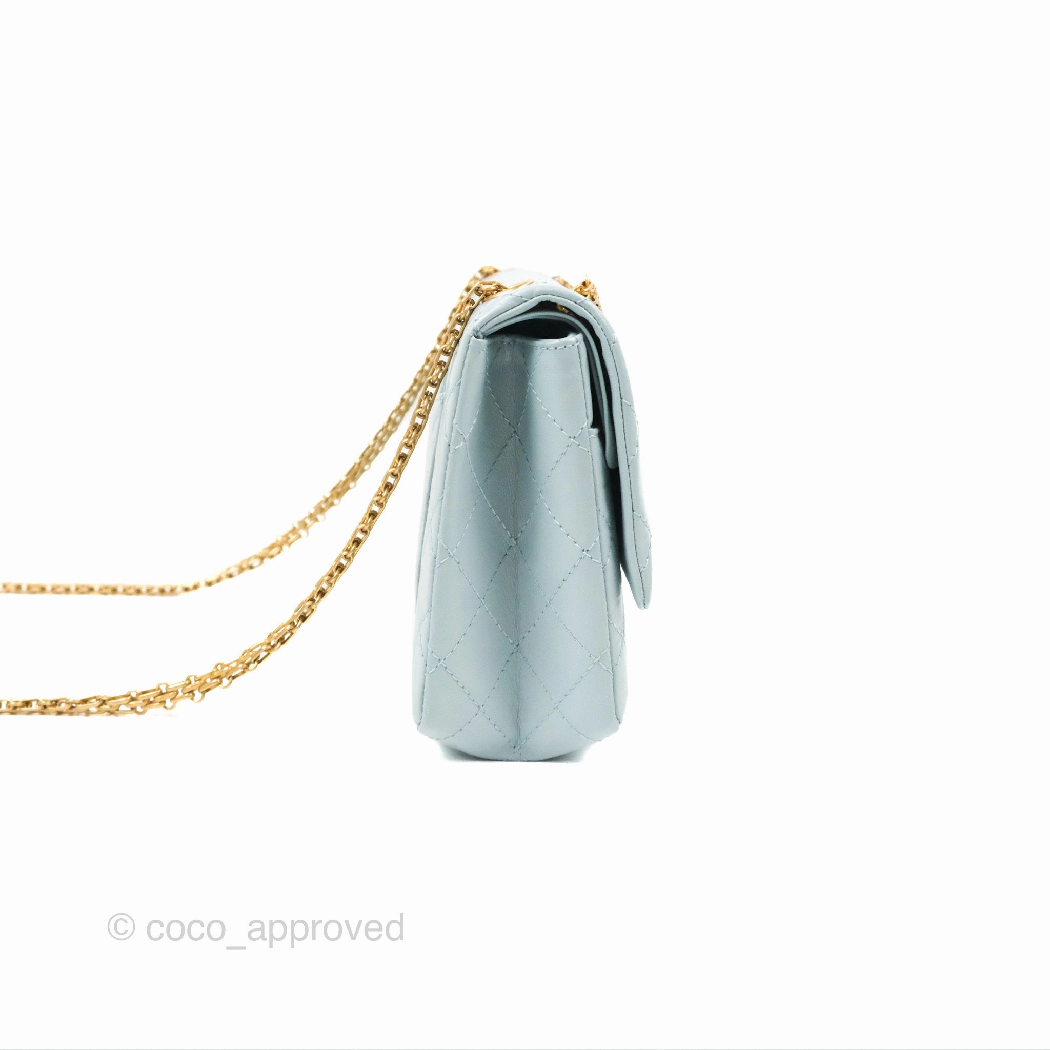 Chanel Reissue 226 Quilted Light Blue Aged Calfskin Gold Hardware