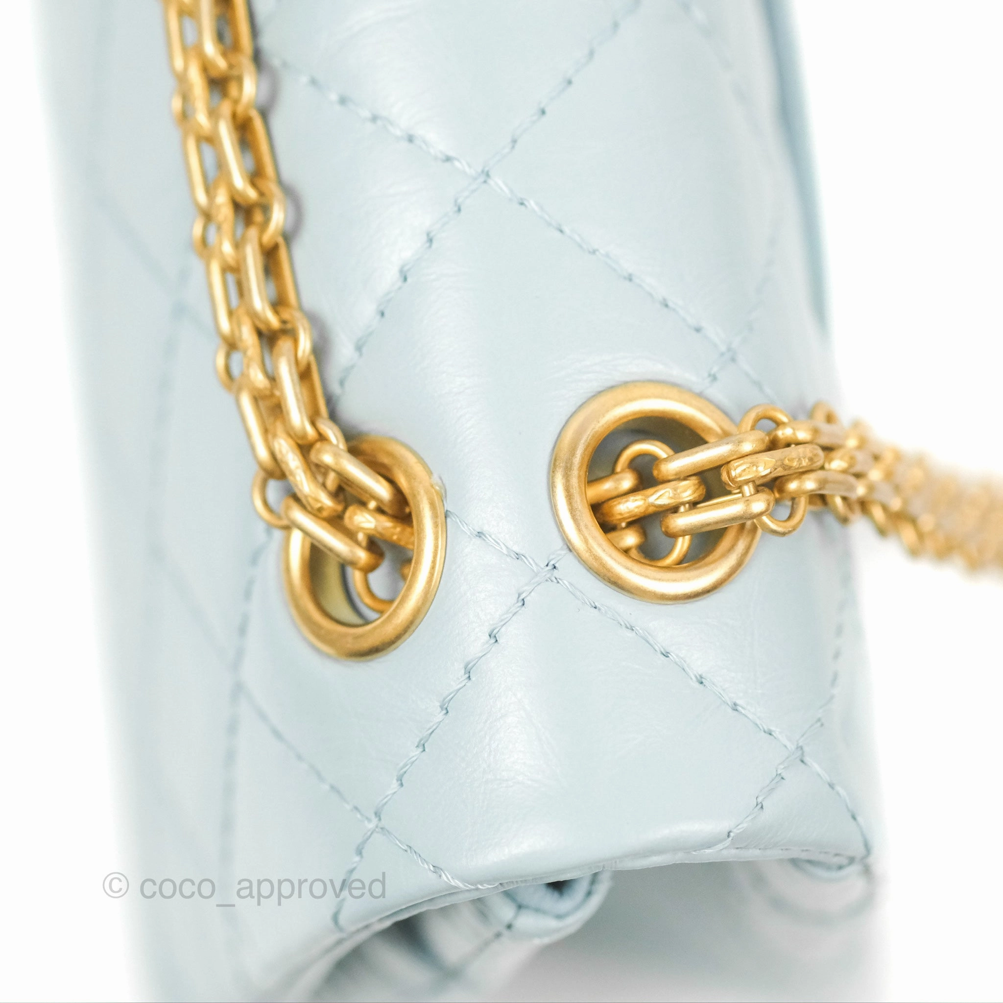 Chanel Reissue 226 Quilted Light Blue Aged Calfskin Gold Hardware