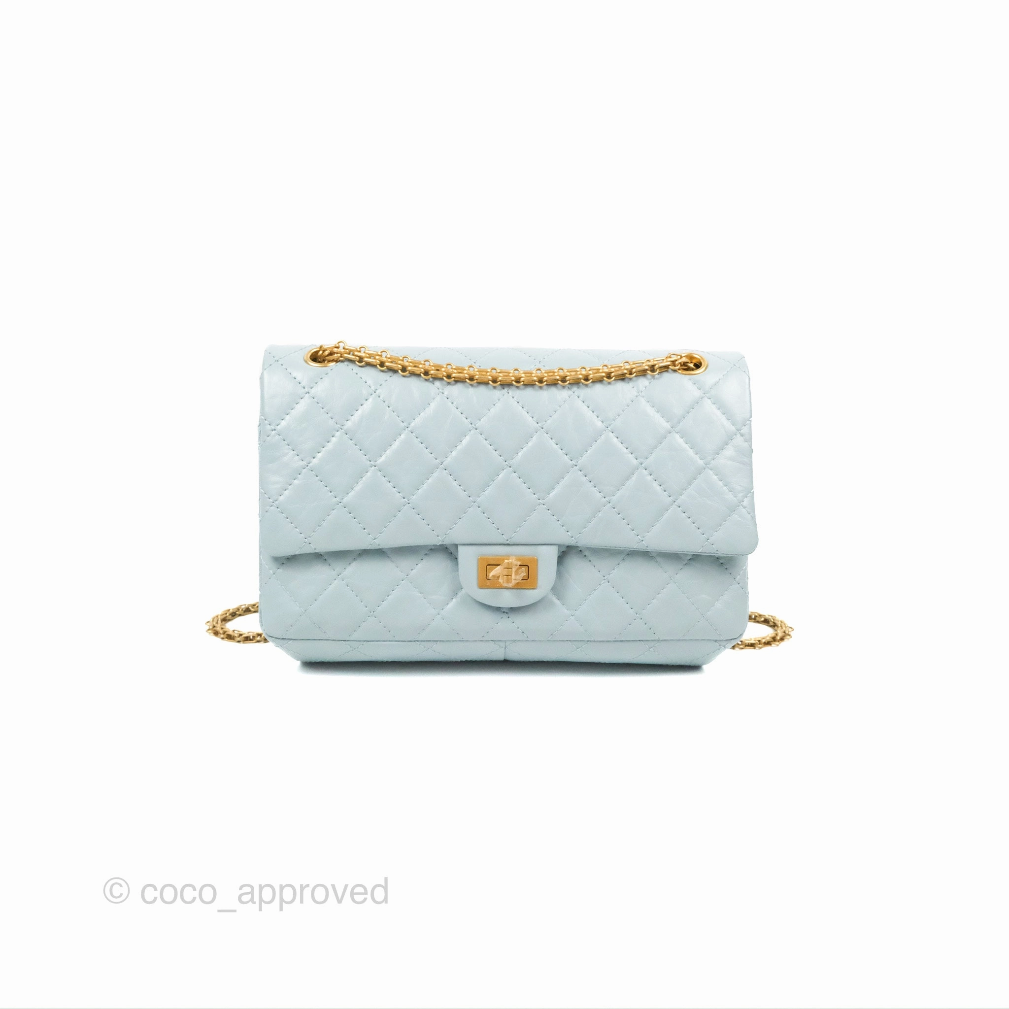Chanel Reissue 226 Quilted Light Blue Aged Calfskin Gold Hardware