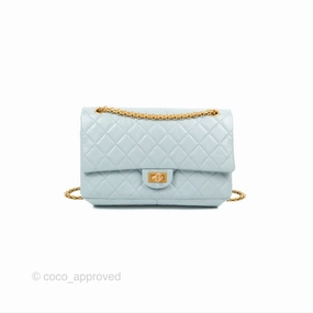 Chanel Reissue 226 Quilted Light Blue Aged Calfskin Gold Hardware