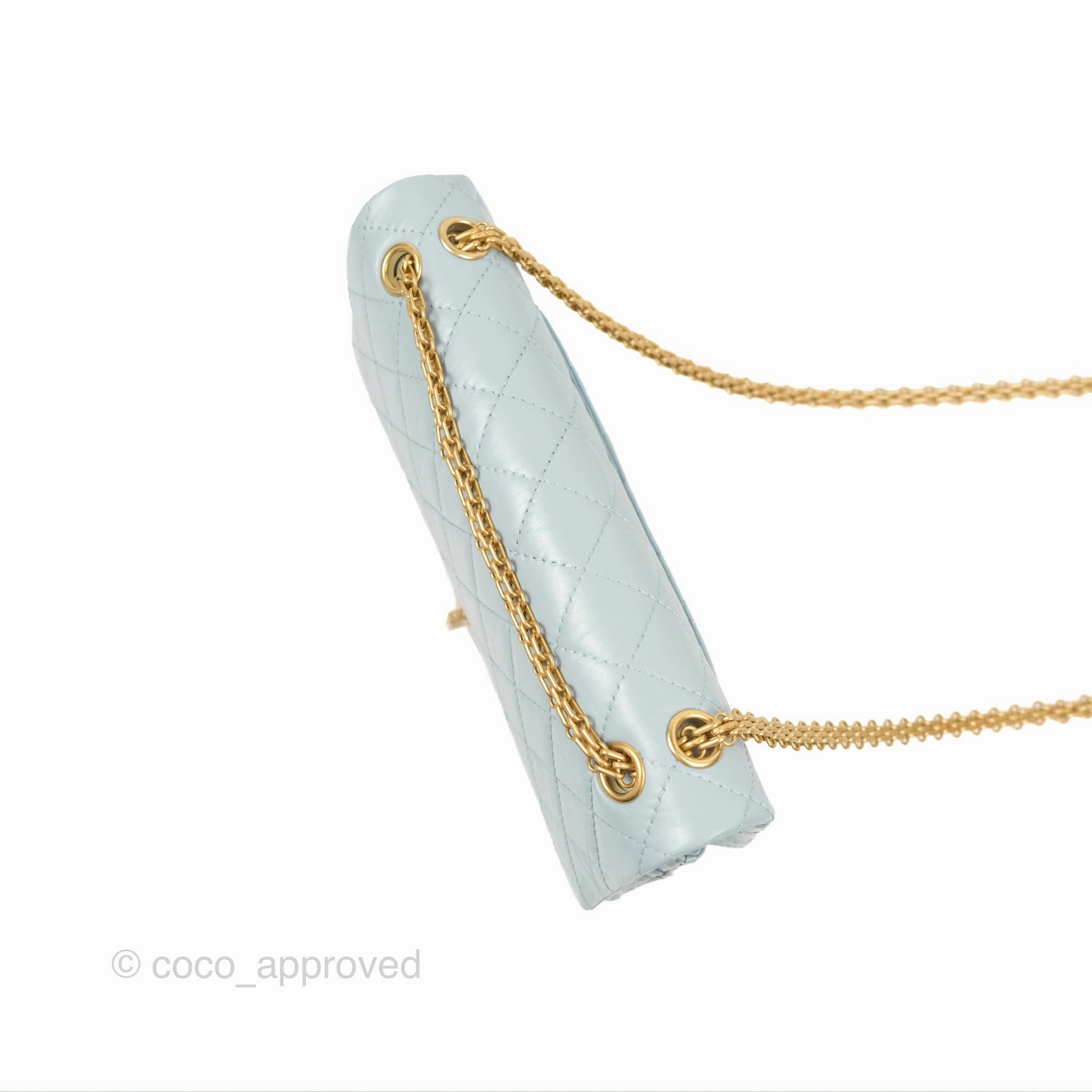Chanel Reissue 226 Quilted Light Blue Aged Calfskin Gold Hardware