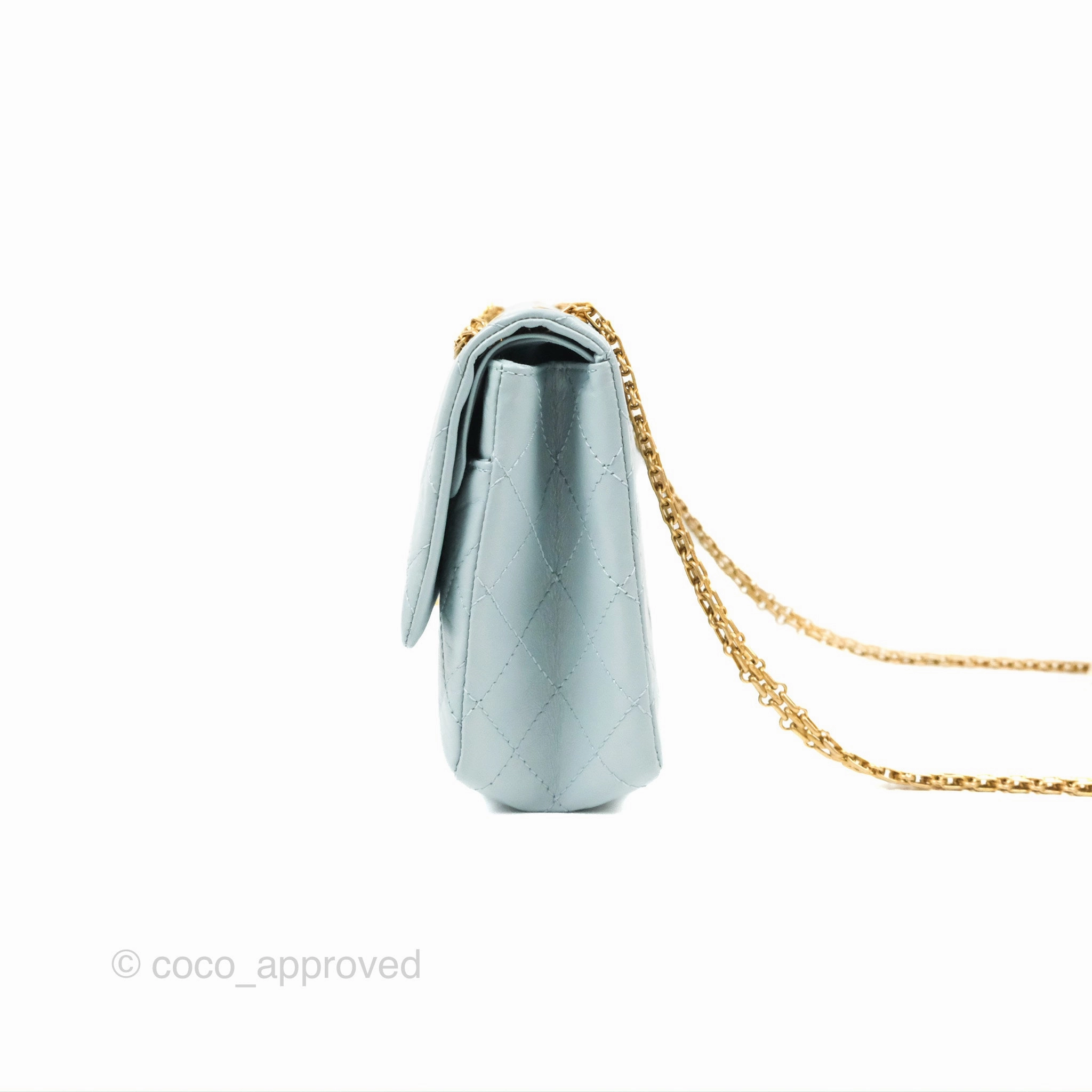 Chanel Reissue 226 Quilted Light Blue Aged Calfskin Gold Hardware
