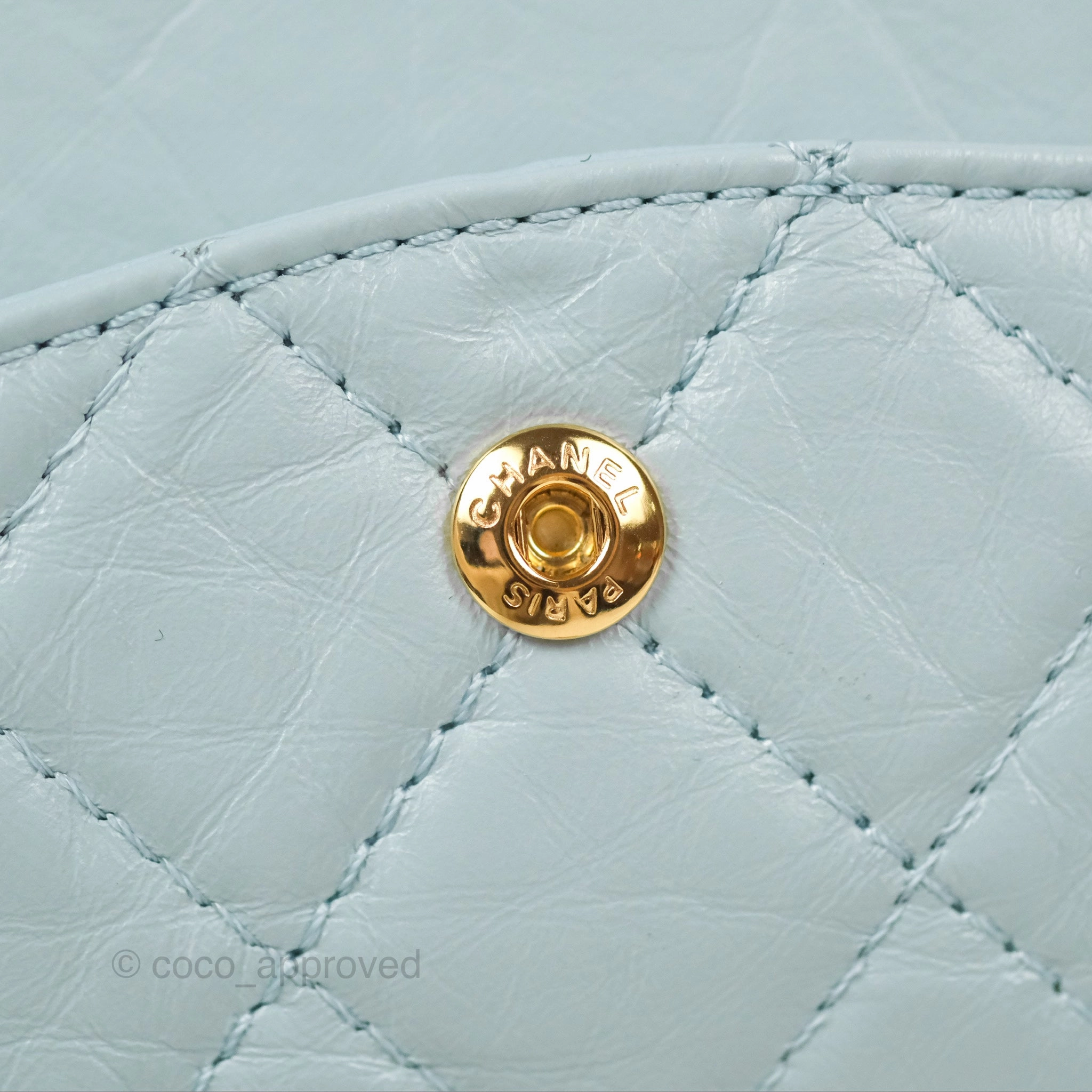 Chanel Reissue 226 Quilted Light Blue Aged Calfskin Gold Hardware