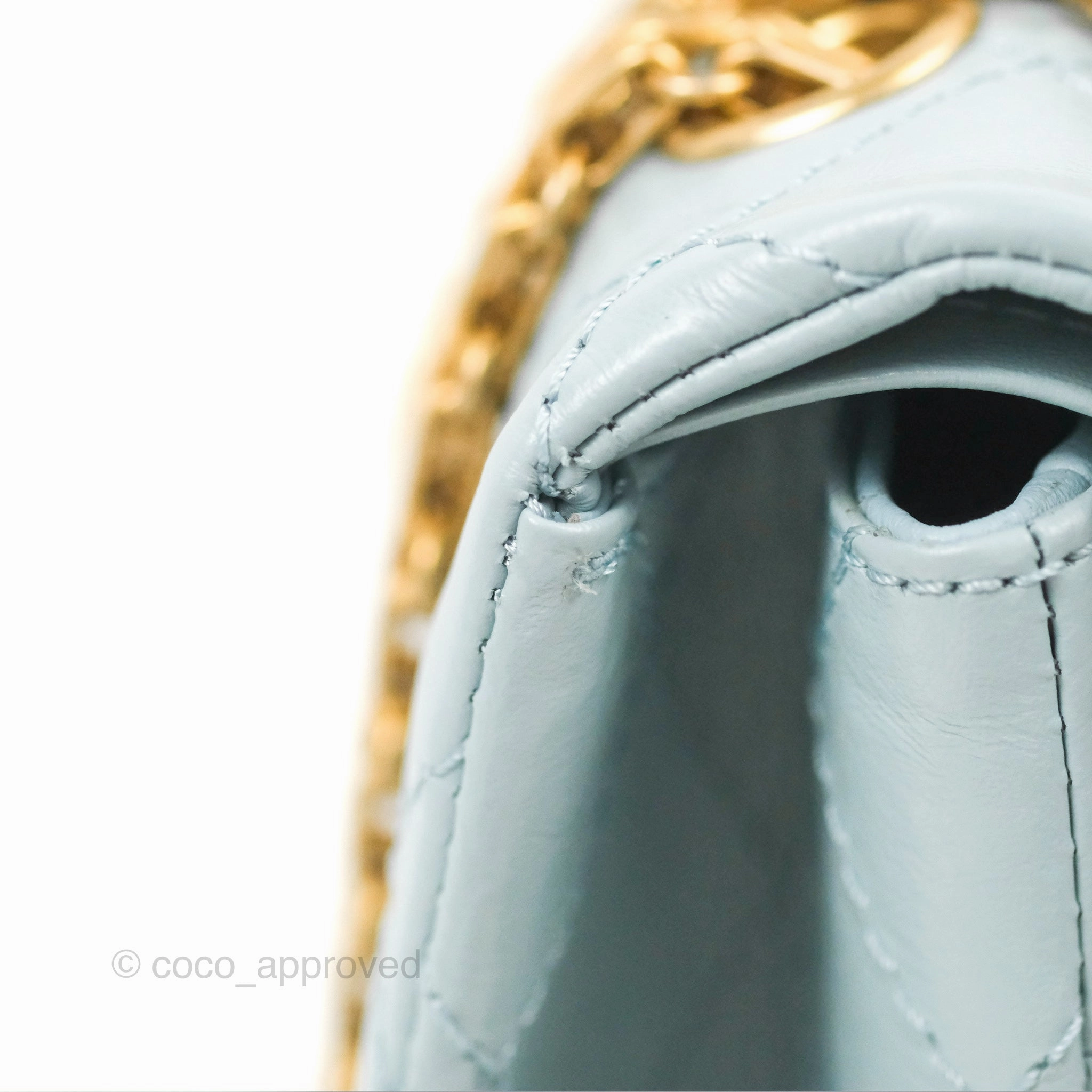 Chanel Reissue 226 Quilted Light Blue Aged Calfskin Gold Hardware