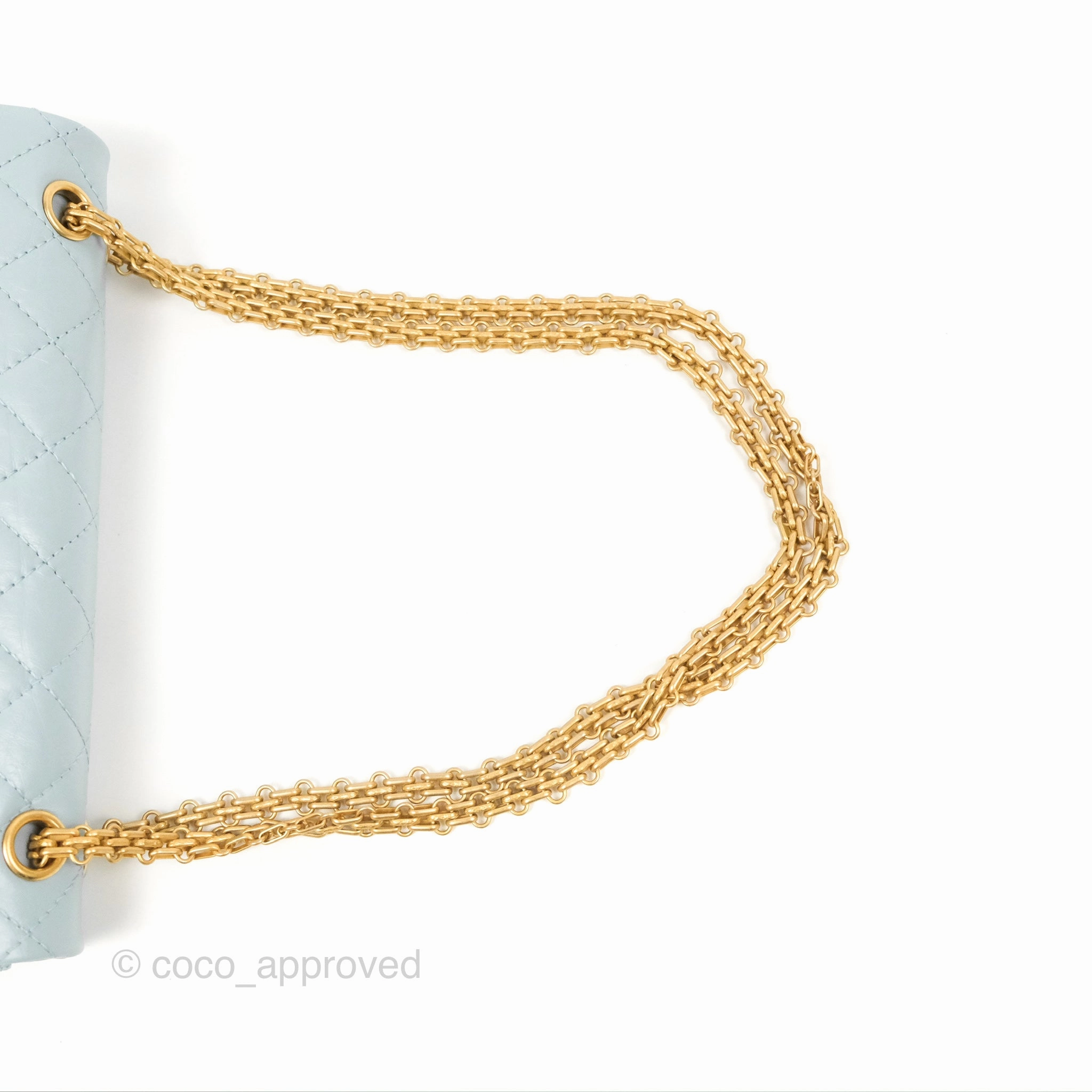 Chanel Reissue 226 Quilted Light Blue Aged Calfskin Gold Hardware