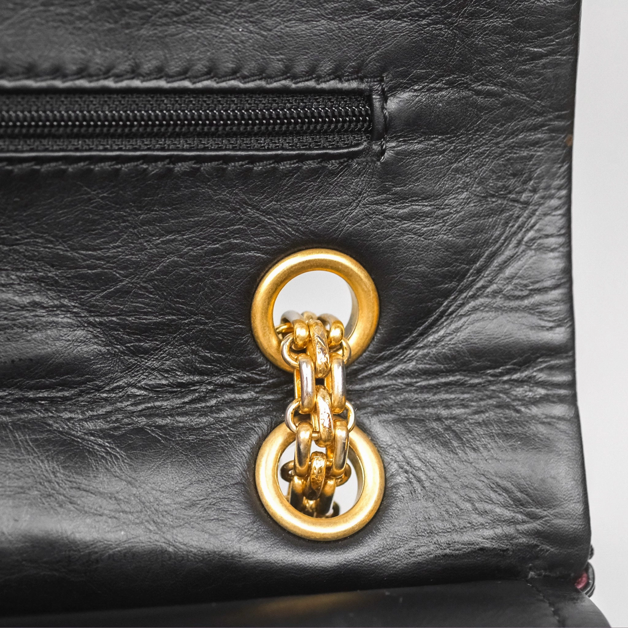 Chanel Reissue 227 Quilted Aged Calfskin Black Gold Hardware