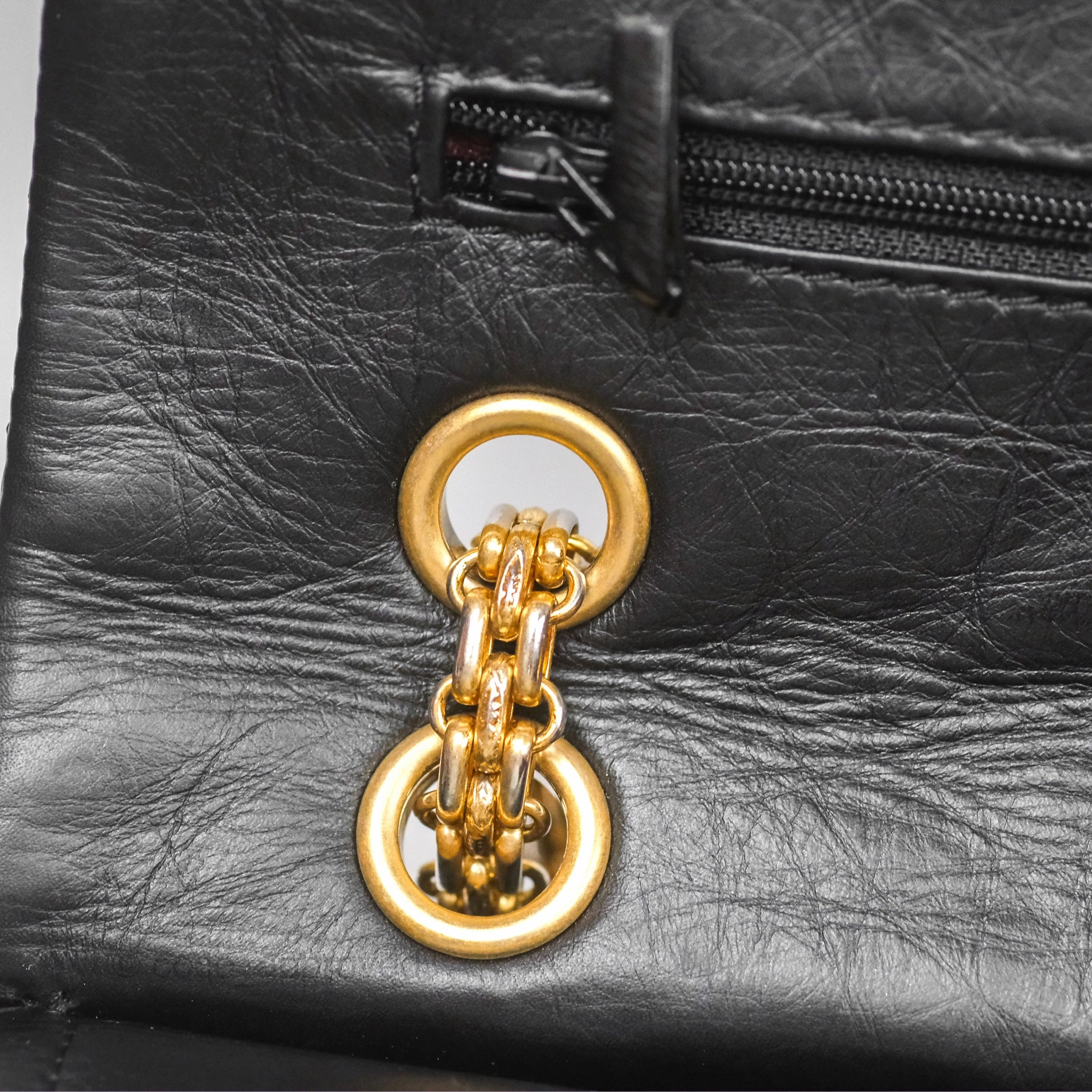 Chanel Reissue 227 Quilted Aged Calfskin Black Gold Hardware