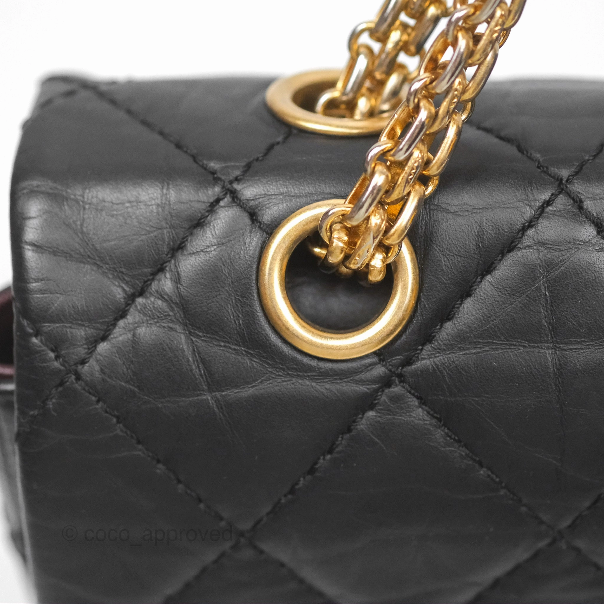 Chanel Reissue 227 Quilted Aged Calfskin Black Gold Hardware