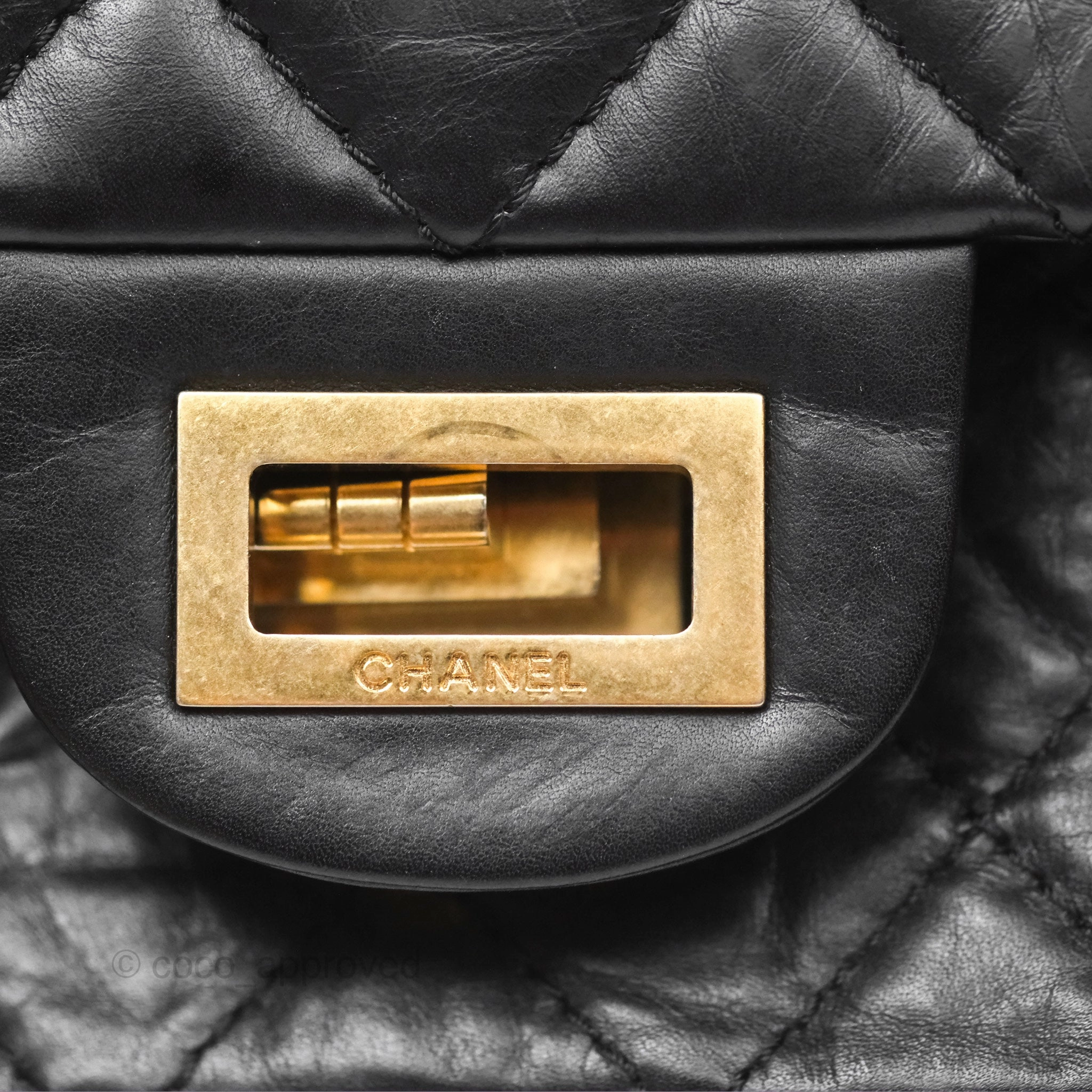 Chanel Reissue 227 Quilted Aged Calfskin Black Gold Hardware