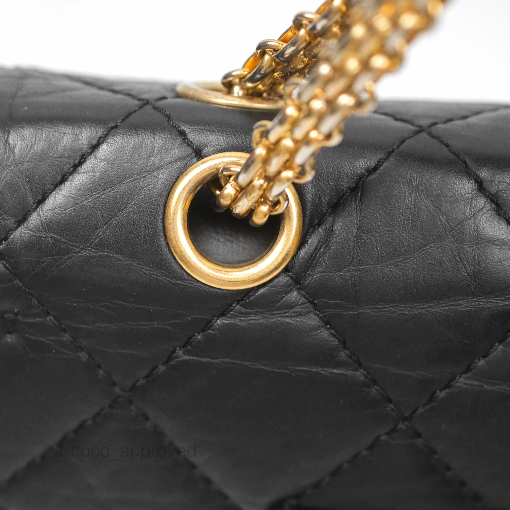 Chanel Reissue 227 Quilted Aged Calfskin Black Gold Hardware