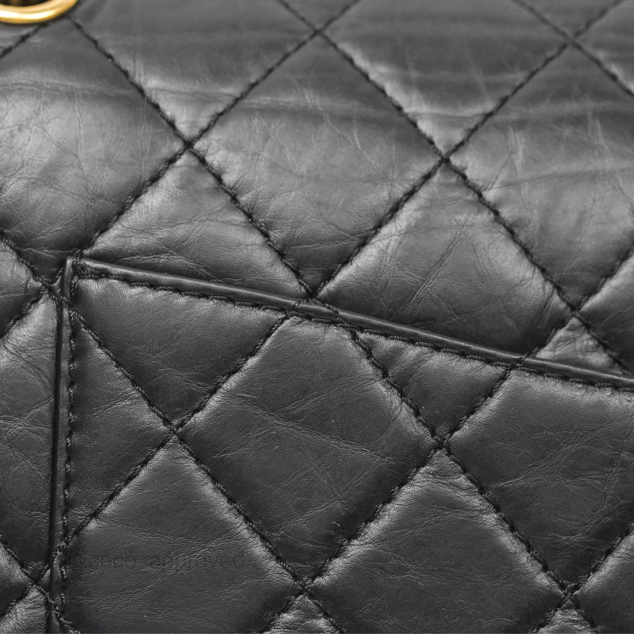 Chanel Reissue 227 Quilted Aged Calfskin Black Gold Hardware