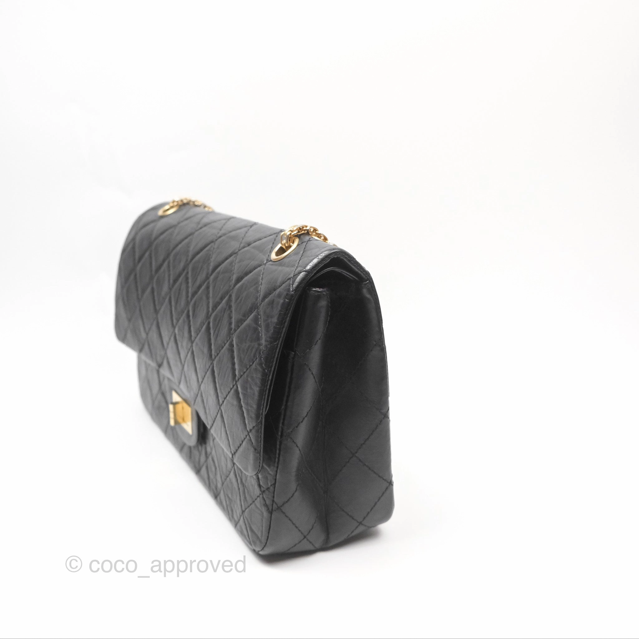 Chanel Reissue 227 Quilted Aged Calfskin Black Gold Hardware