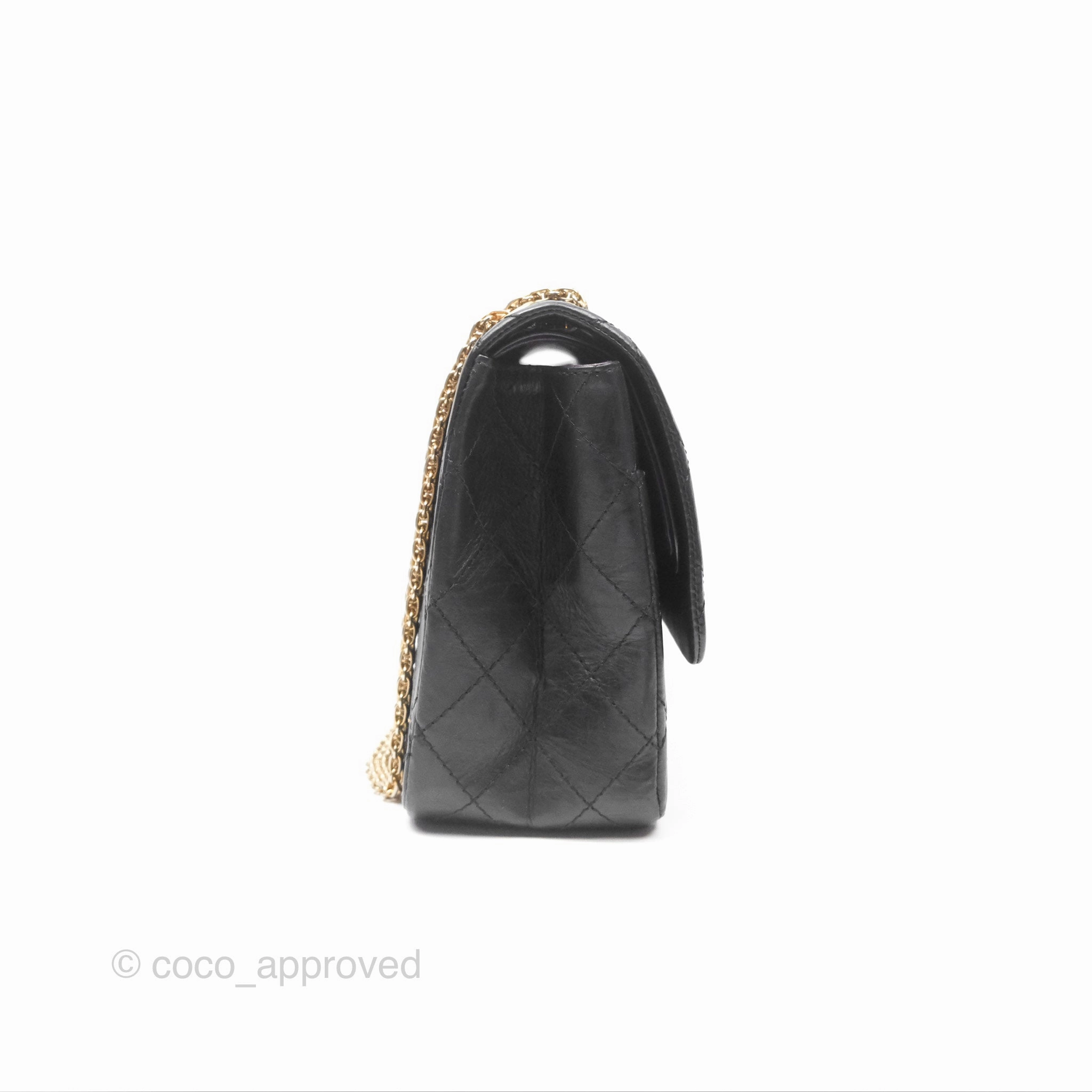 Chanel Reissue 227 Quilted Aged Calfskin Black Gold Hardware