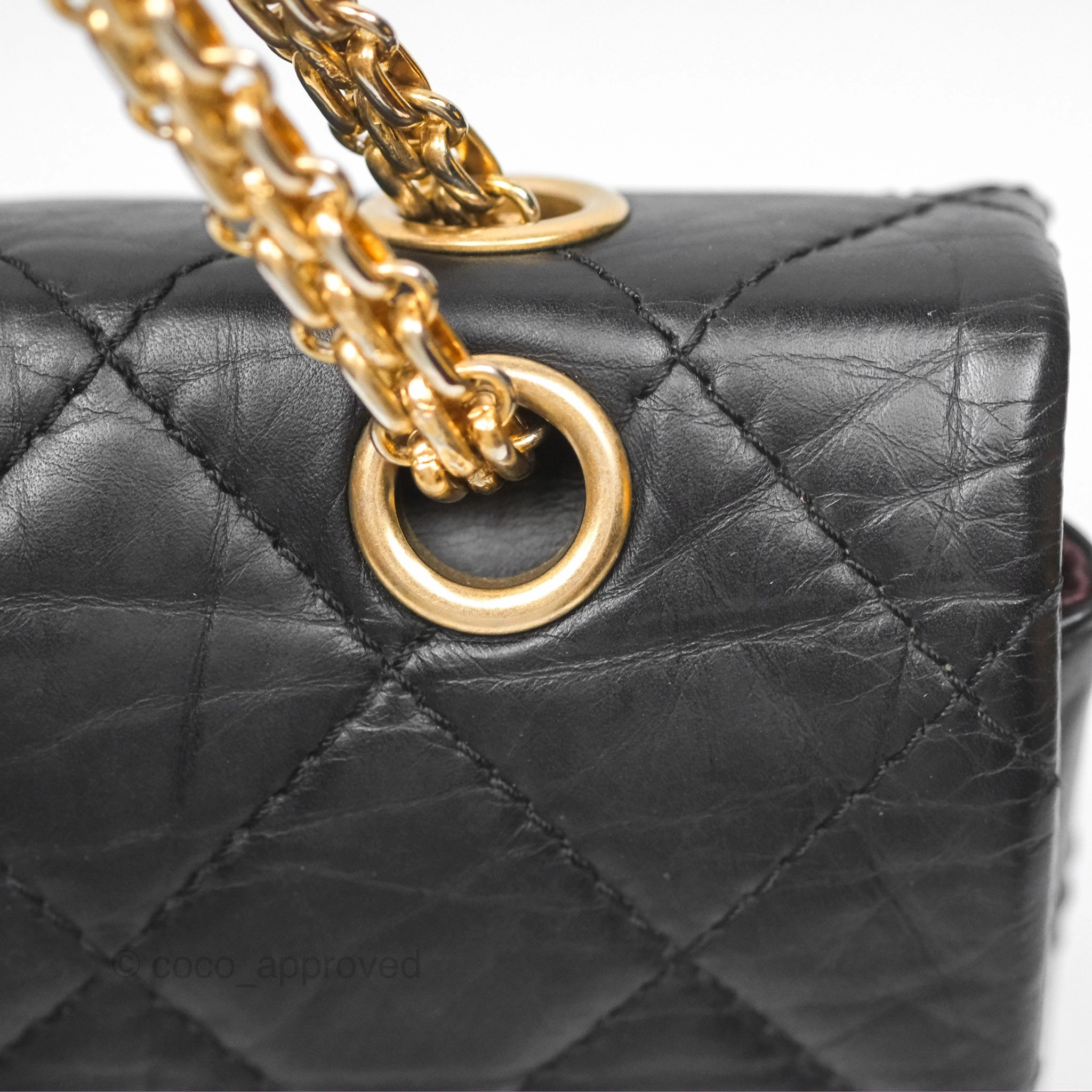 Chanel Reissue 227 Quilted Aged Calfskin Black Gold Hardware
