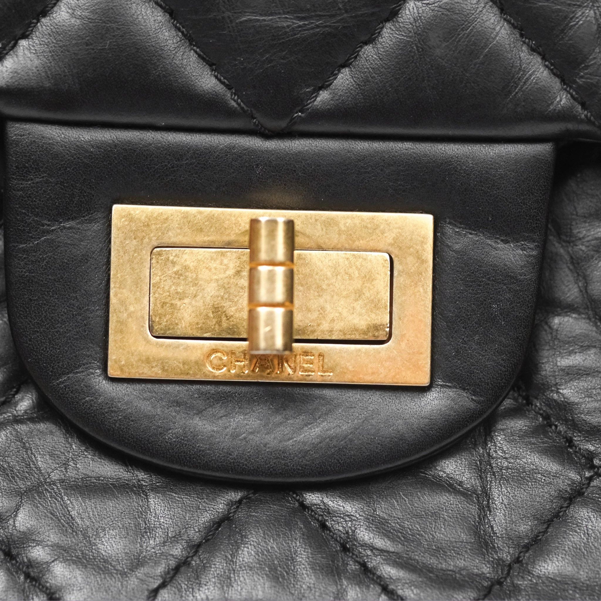 Chanel Reissue 227 Quilted Aged Calfskin Black Gold Hardware