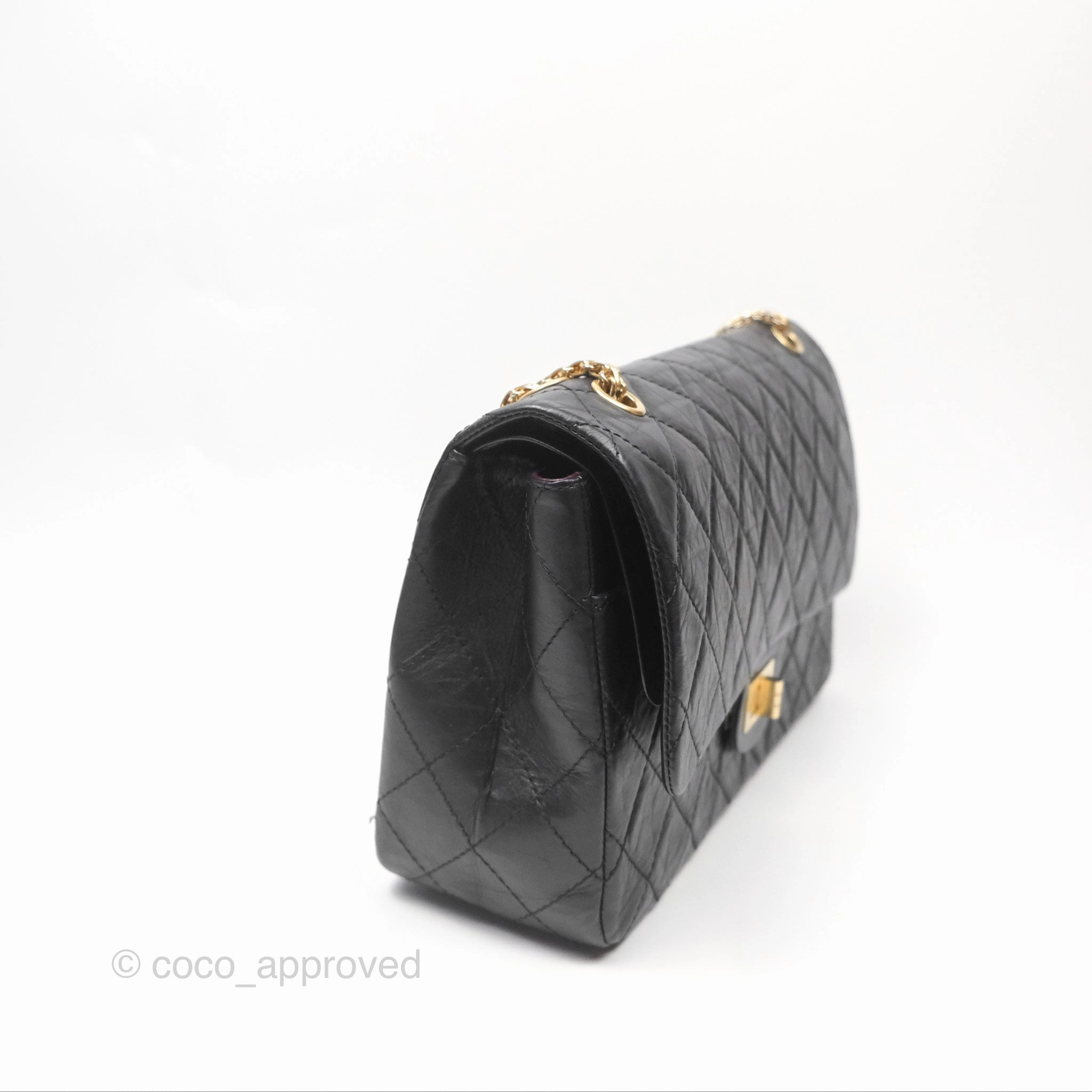 Chanel Reissue 227 Quilted Aged Calfskin Black Gold Hardware