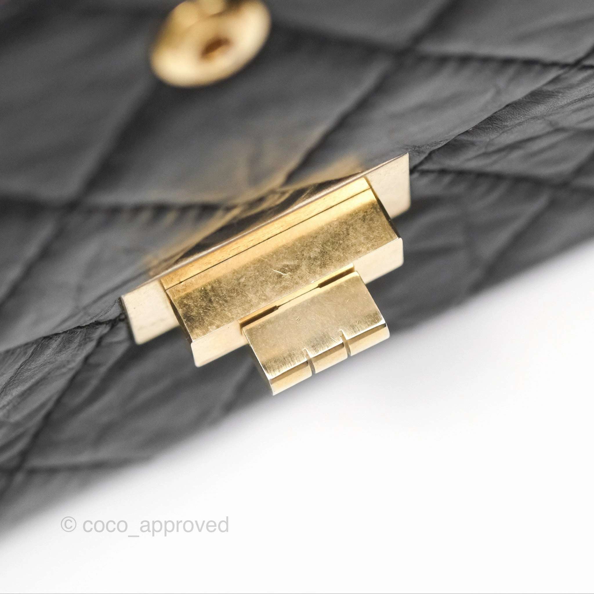 Chanel Reissue 227 Quilted Aged Calfskin Black Gold Hardware
