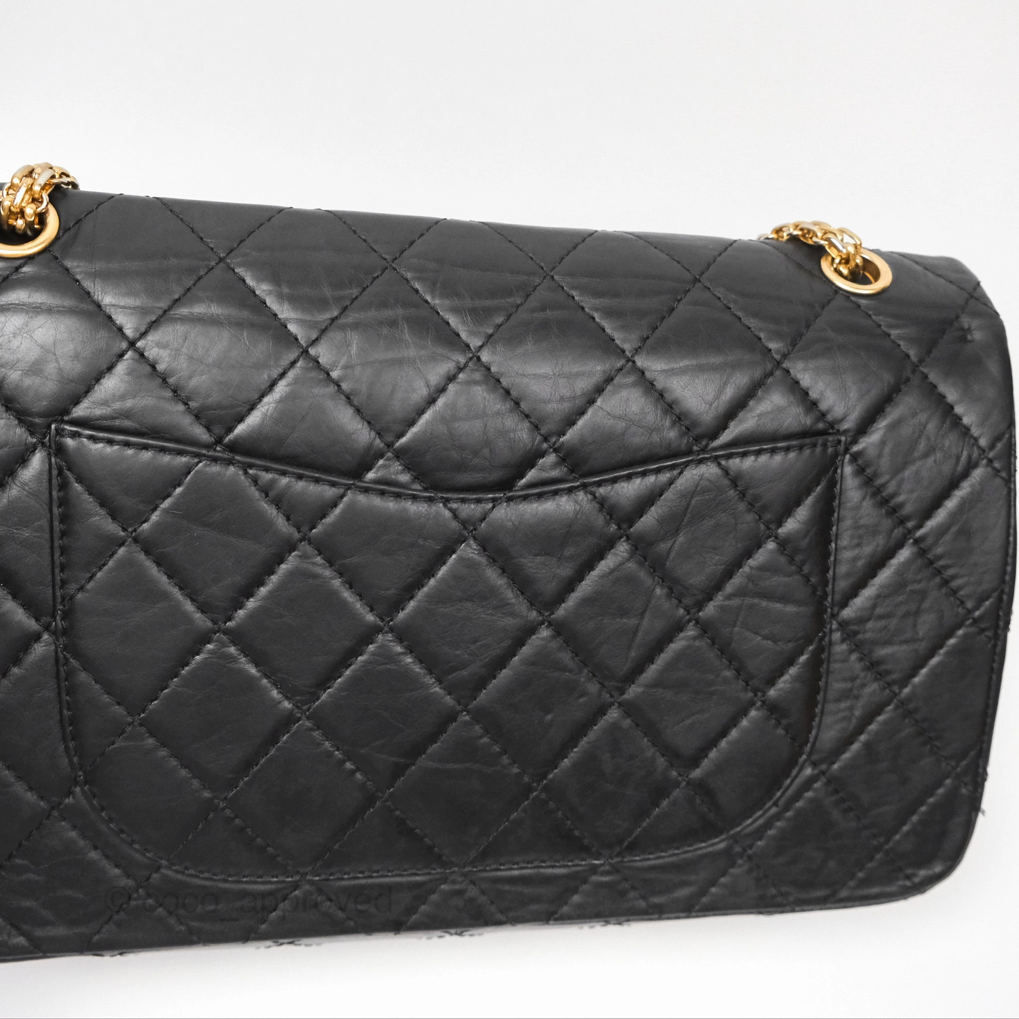 Chanel Reissue 227 Quilted Aged Calfskin Black Gold Hardware
